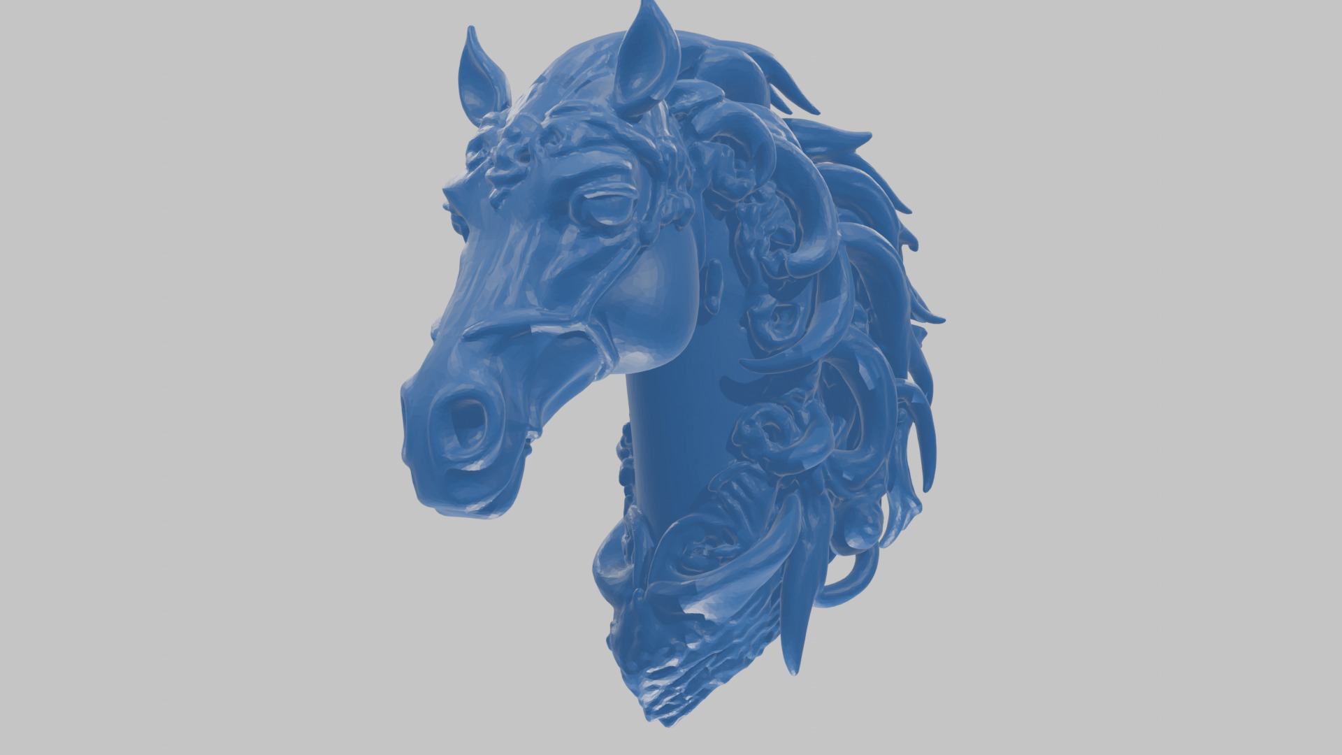 High-Detailed Fantasy Horse Head Bust 2 textures versions Low-poly 3D model_74