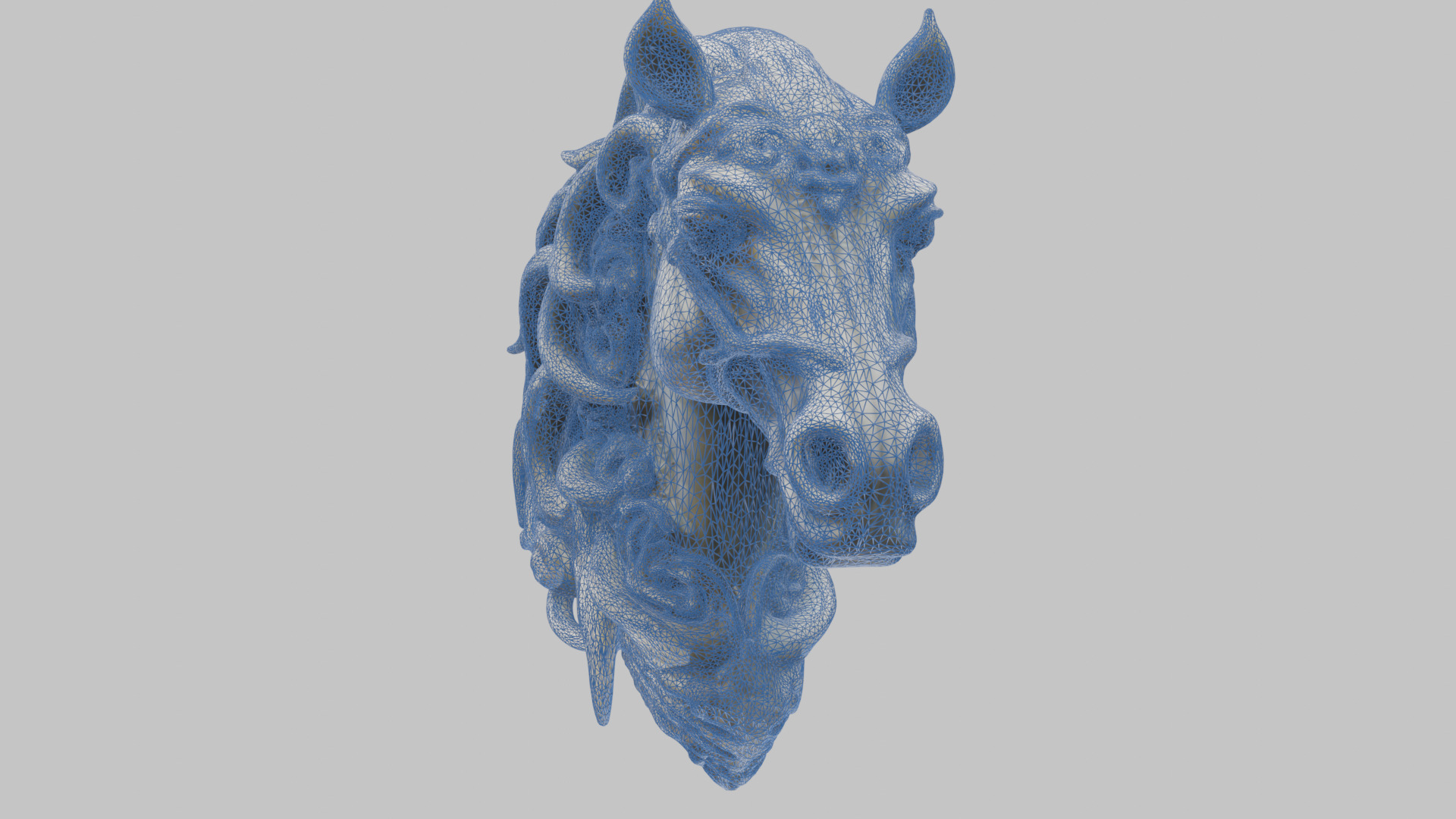High-Detailed Fantasy Horse Head Bust 2 textures versions Low-poly 3D model_29