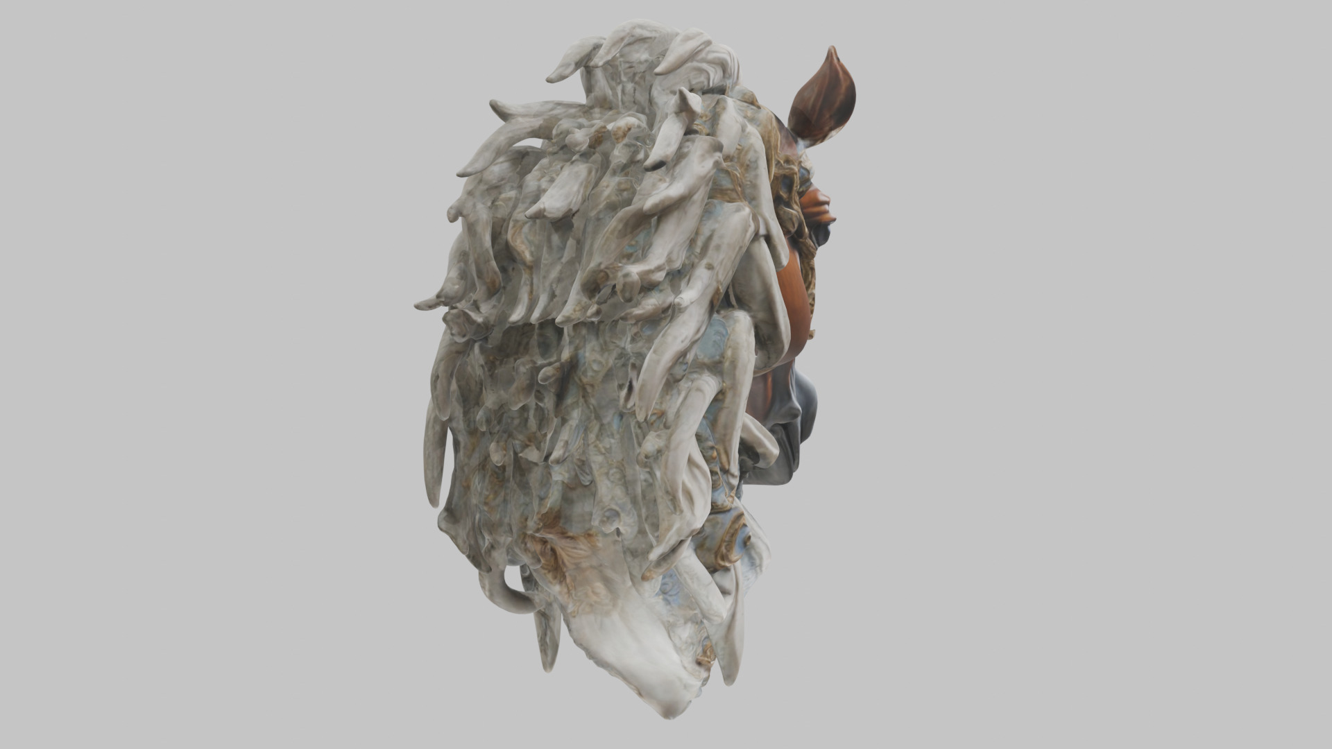 High-Detailed Fantasy Horse Head Bust 2 textures versions Low-poly 3D model_35
