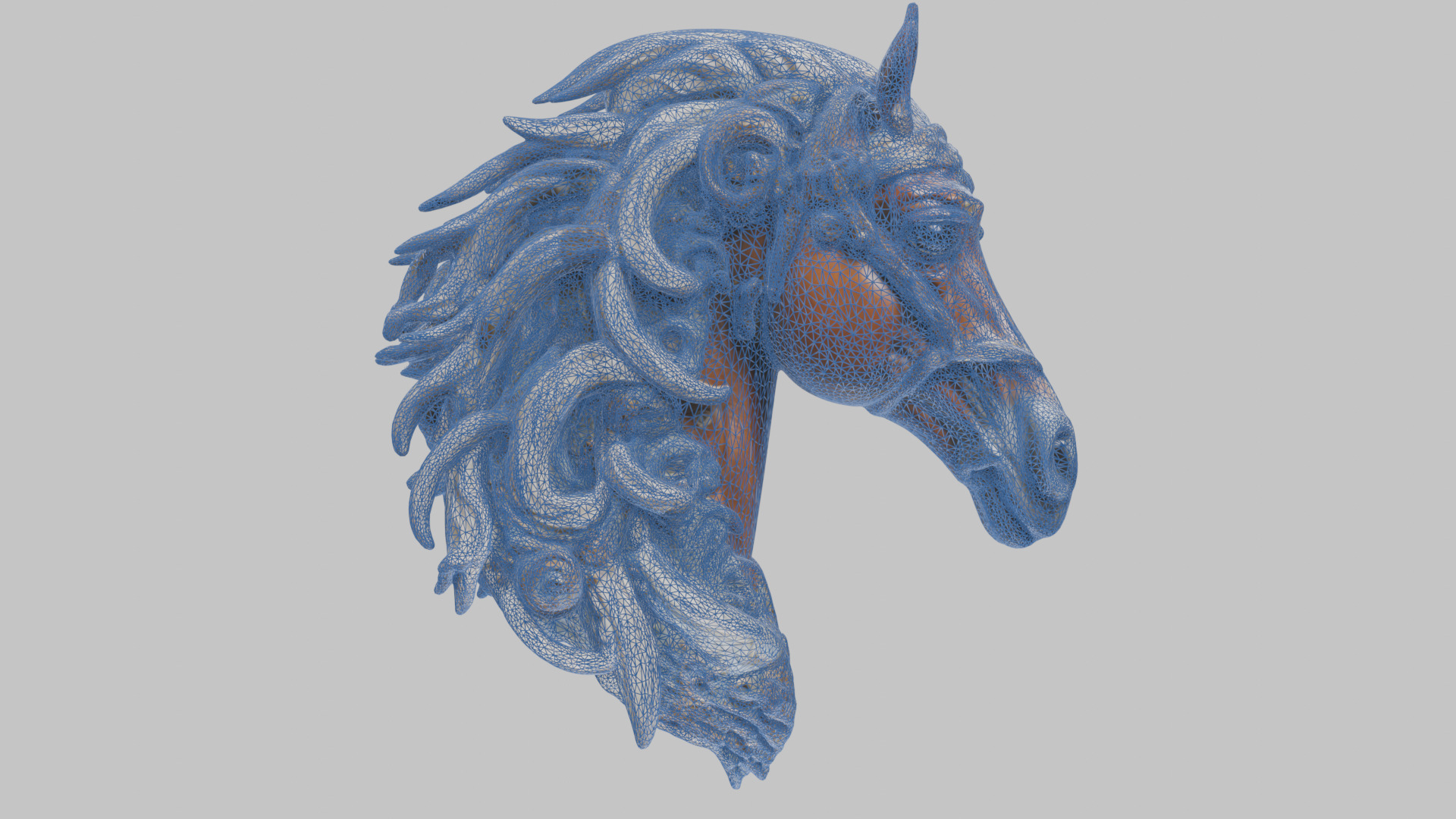 High-Detailed Fantasy Horse Head Bust 2 textures versions Low-poly 3D model_48