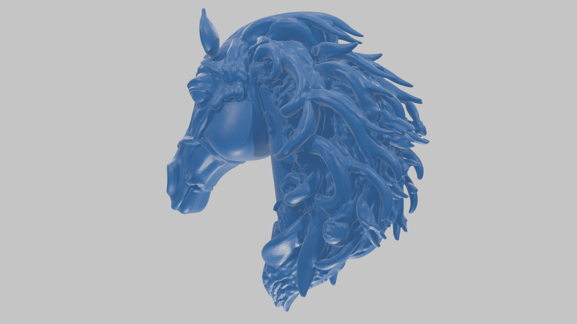 High-Detailed Fantasy Horse Head Bust 2 textures versions Low-poly 3D model_71