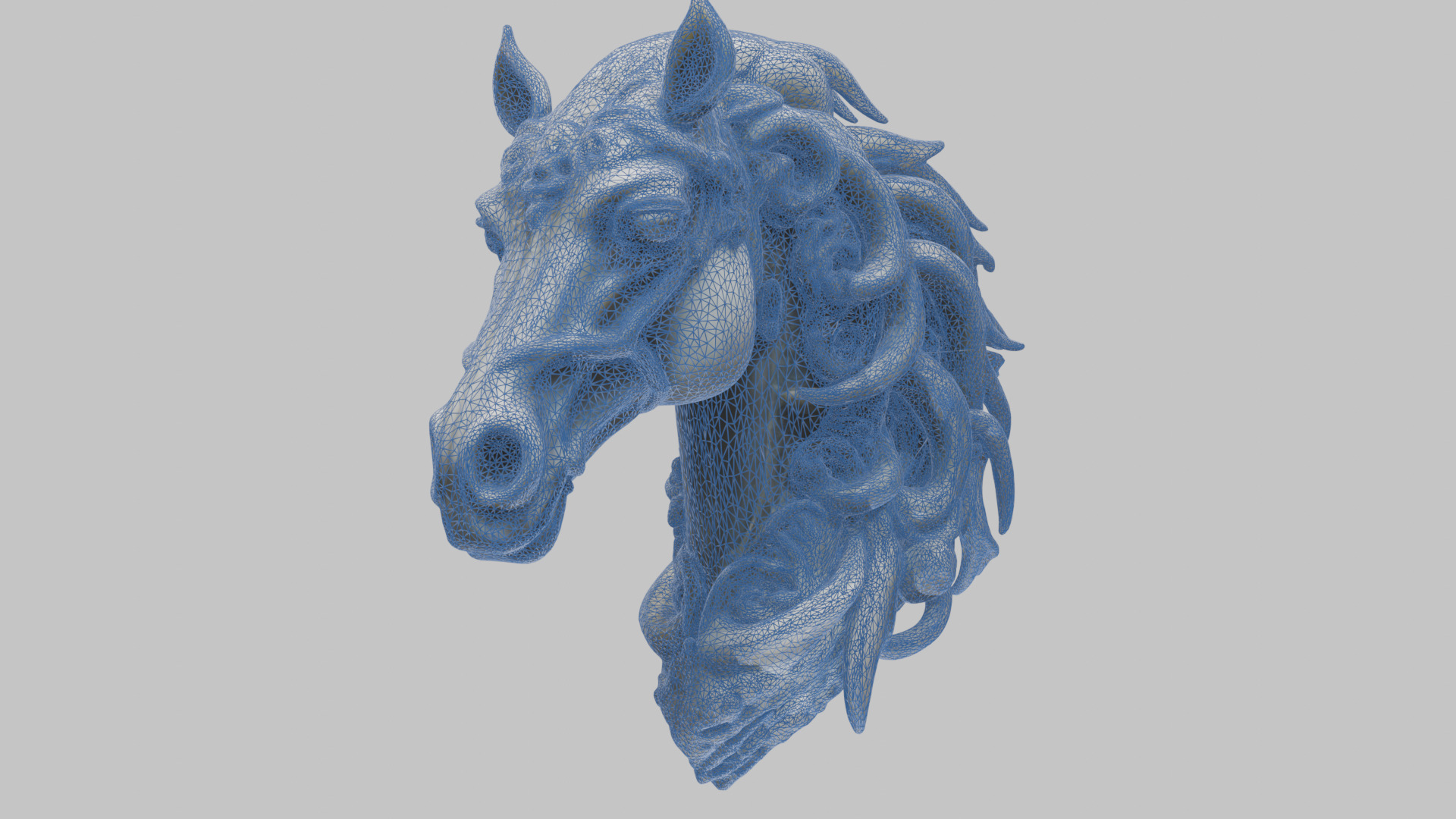 High-Detailed Fantasy Horse Head Bust 2 textures versions Low-poly 3D model_26