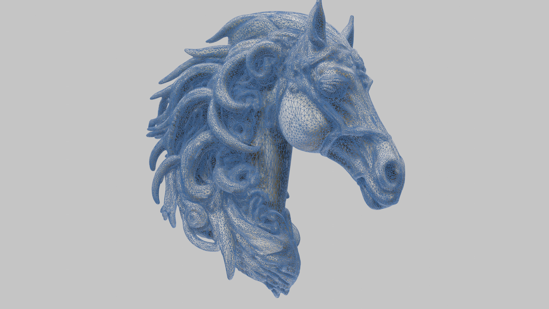 High-Detailed Fantasy Horse Head Bust 2 textures versions Low-poly 3D model_31