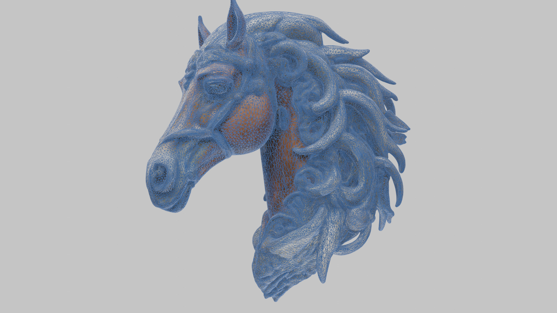 High-Detailed Fantasy Horse Head Bust 2 textures versions Low-poly 3D model_57