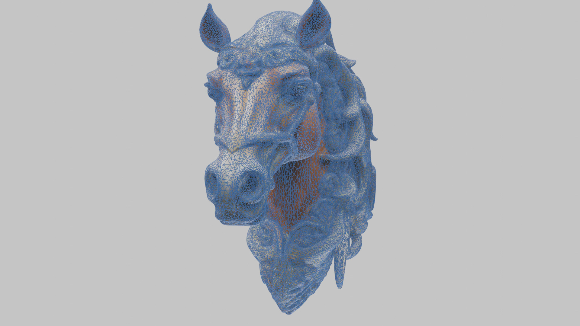 High-Detailed Fantasy Horse Head Bust 2 textures versions Low-poly 3D model_59