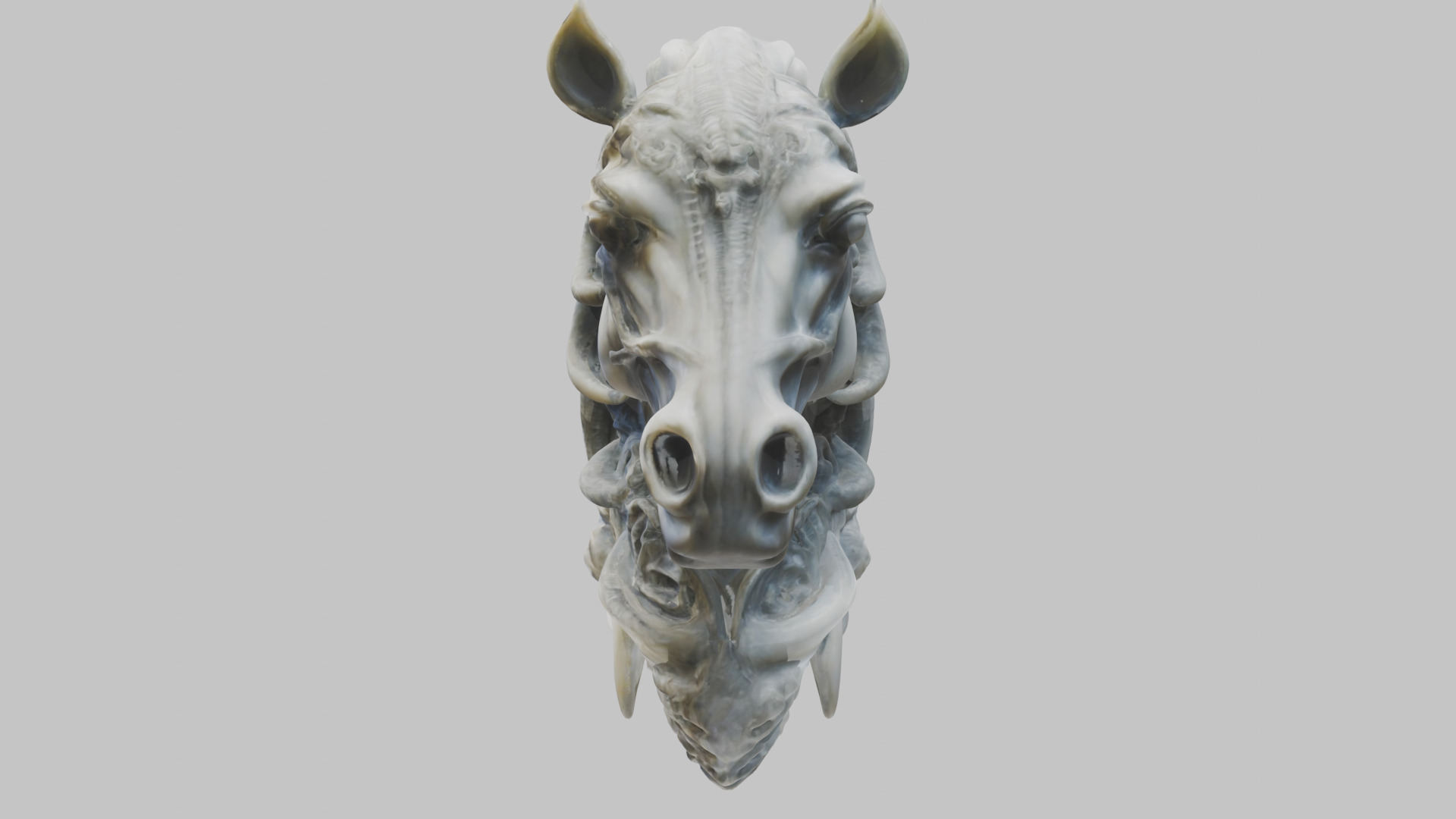 High-Detailed Fantasy Horse Head Bust 2 textures versions Low-poly 3D model_12