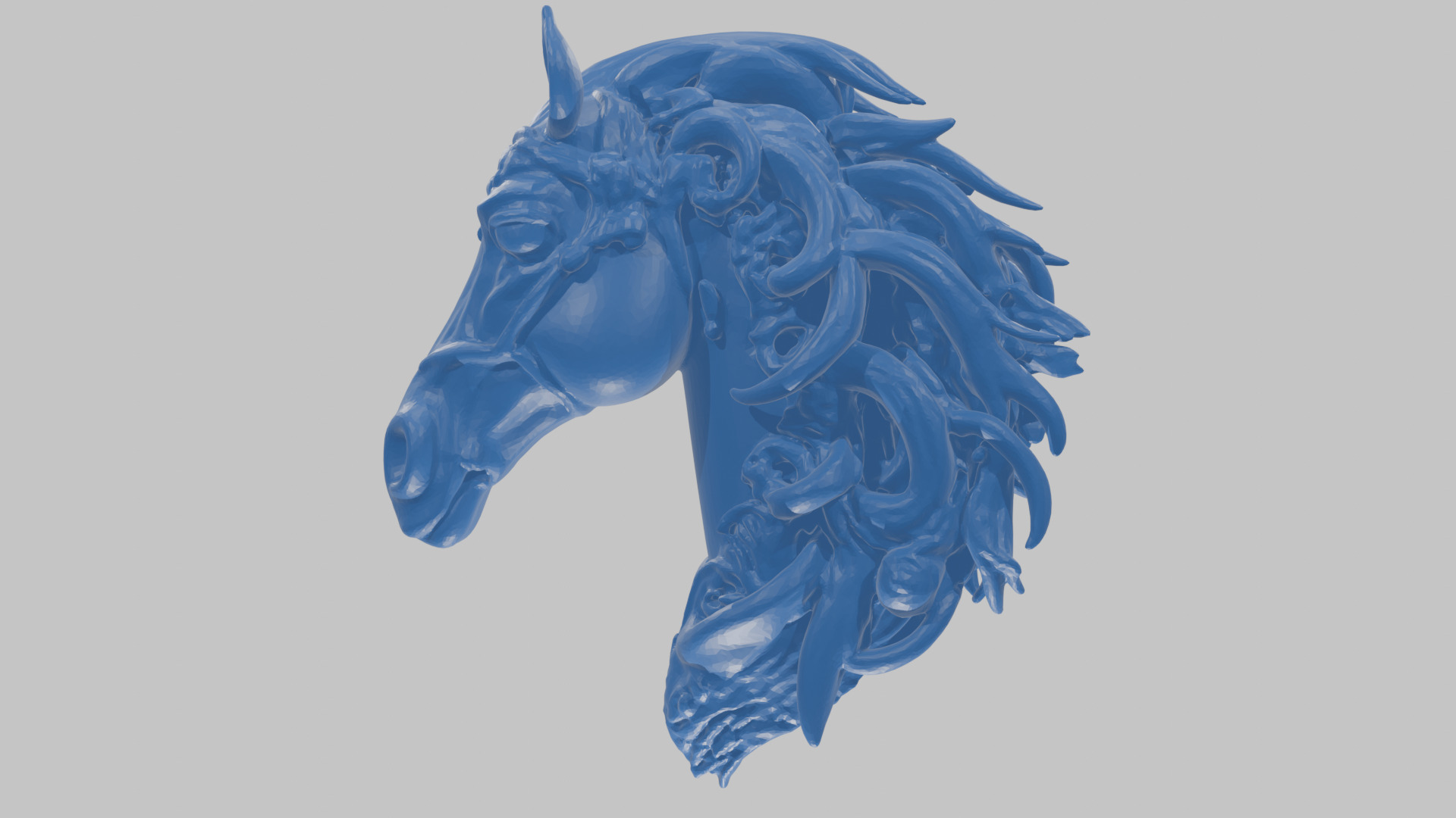 High-Detailed Fantasy Horse Head Bust 2 textures versions Low-poly 3D model_72