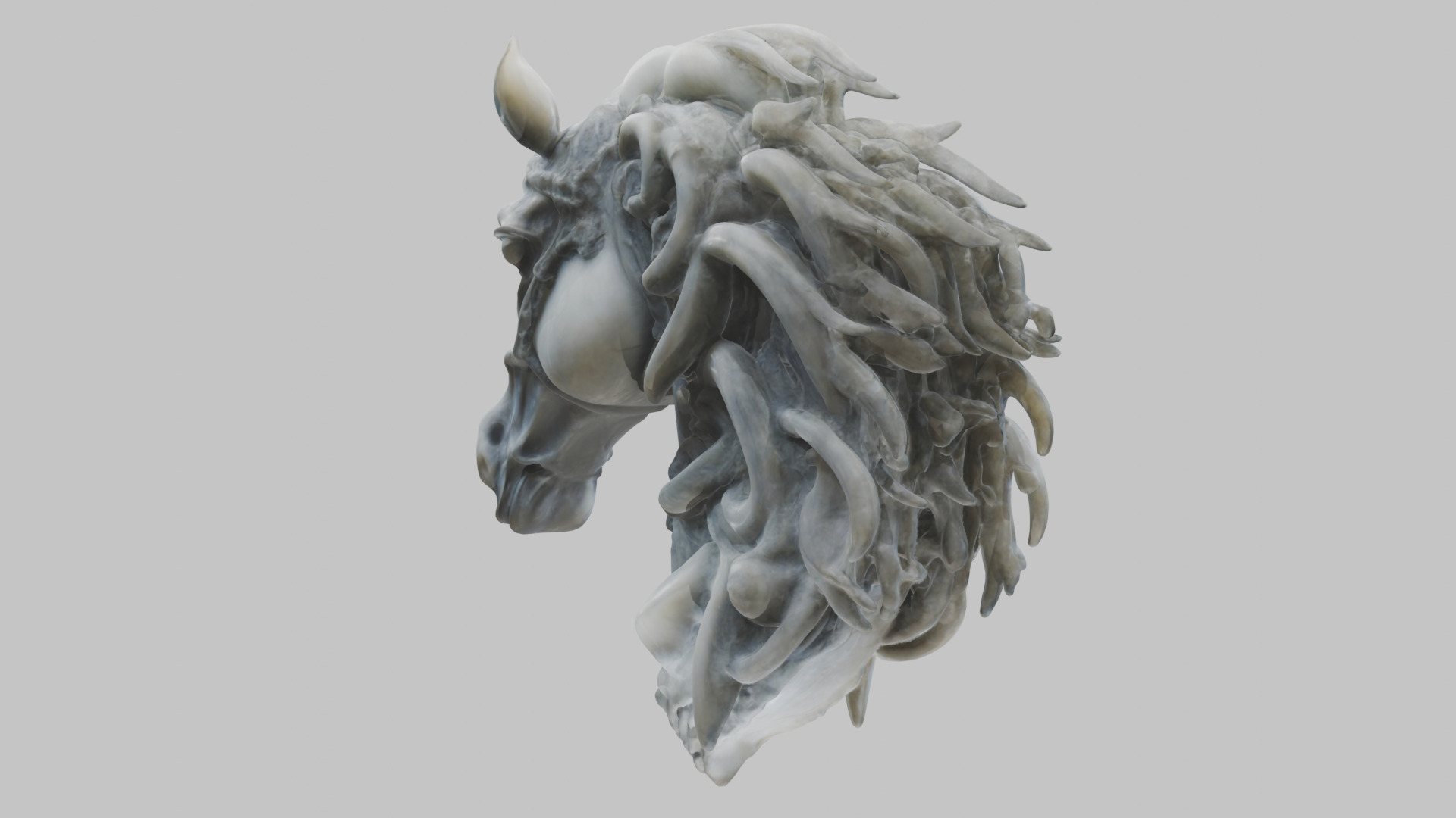 High-Detailed Fantasy Horse Head Bust 2 textures versions Low-poly 3D model_6