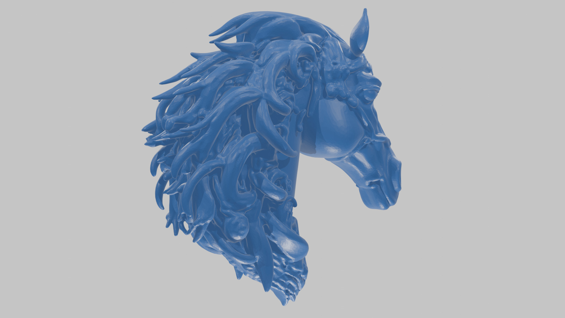High-Detailed Fantasy Horse Head Bust 2 textures versions Low-poly 3D model_65
