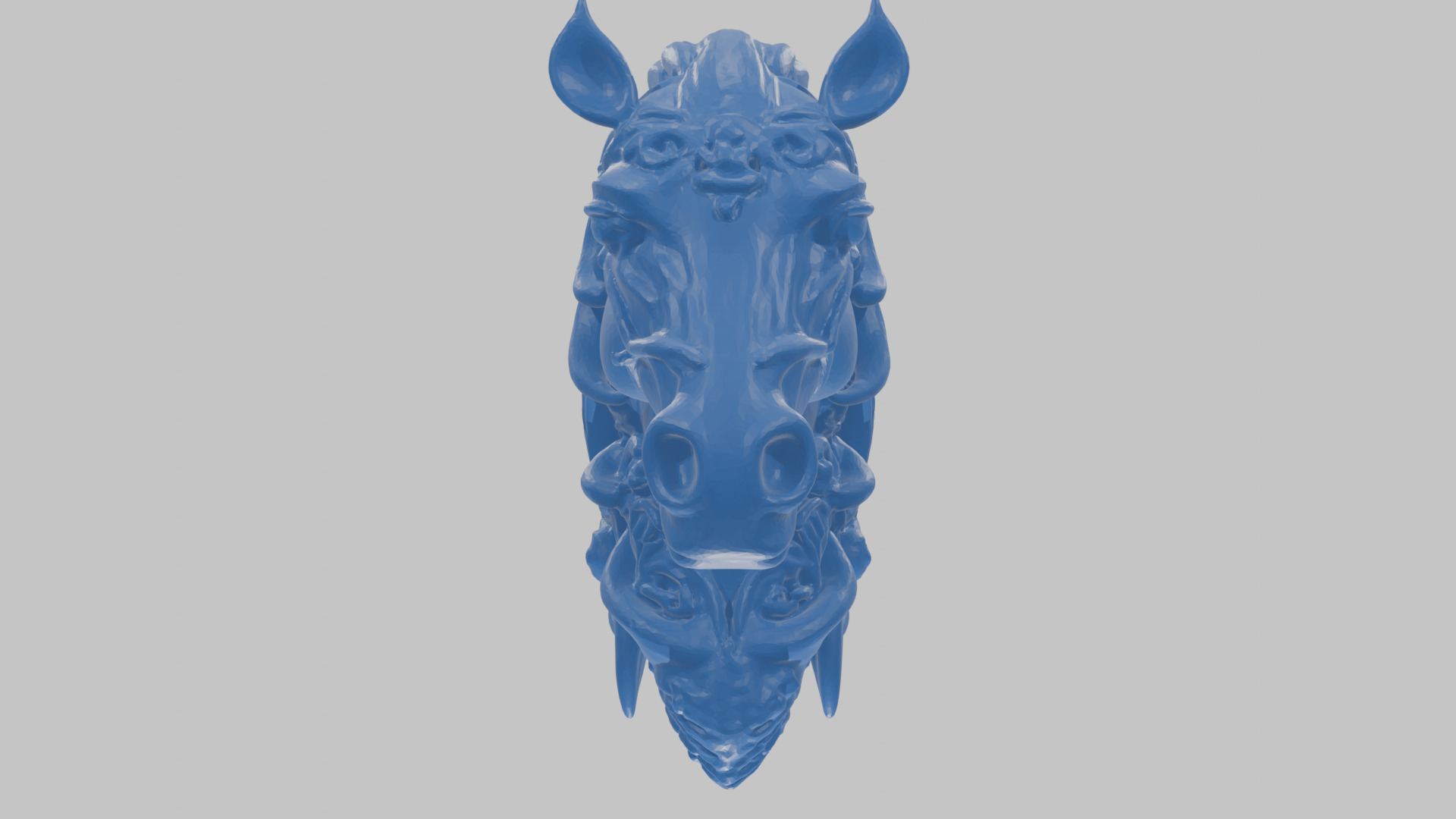High-Detailed Fantasy Horse Head Bust 2 textures versions Low-poly 3D model_76