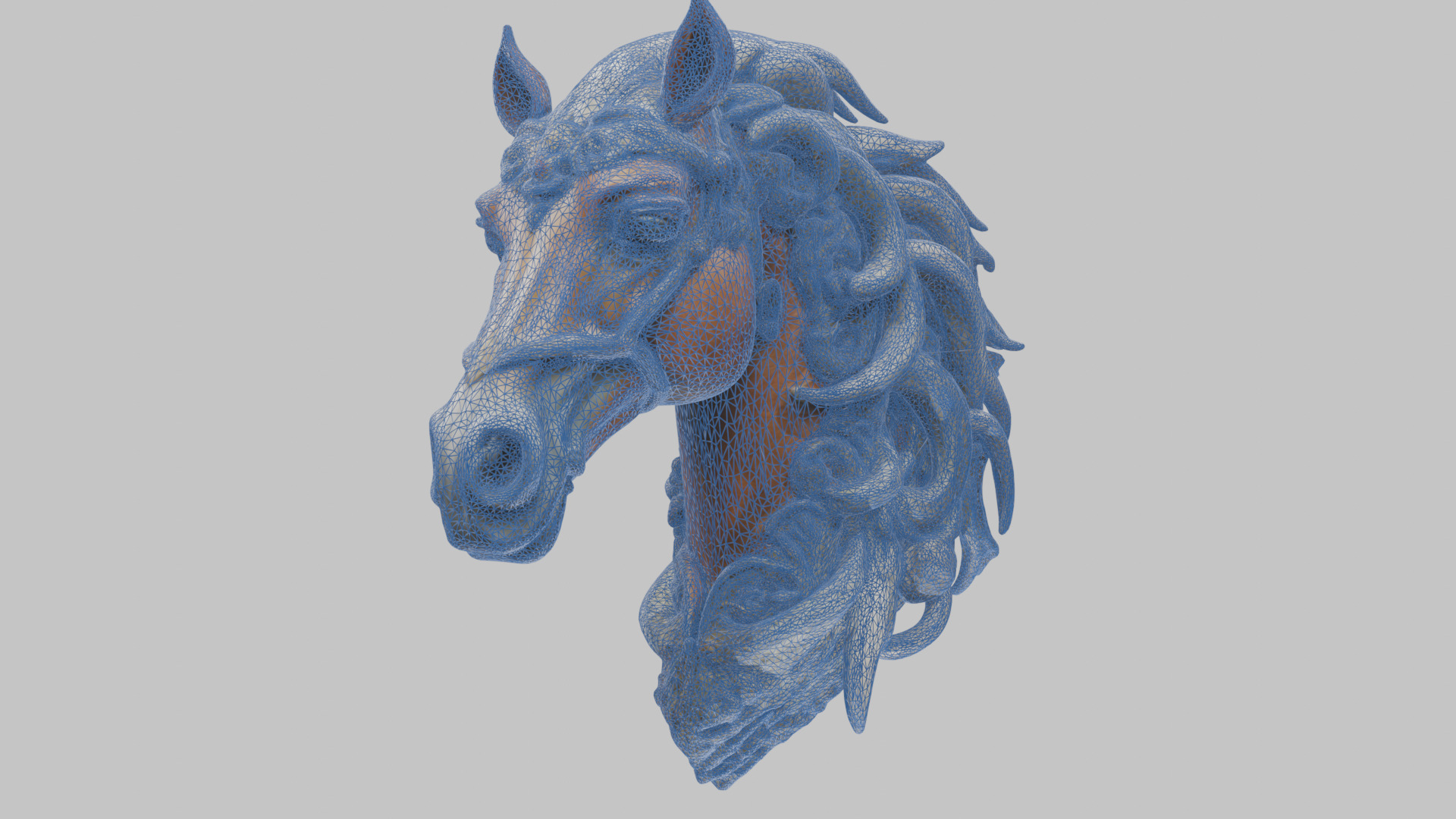 High-Detailed Fantasy Horse Head Bust 2 textures versions Low-poly 3D model_58
