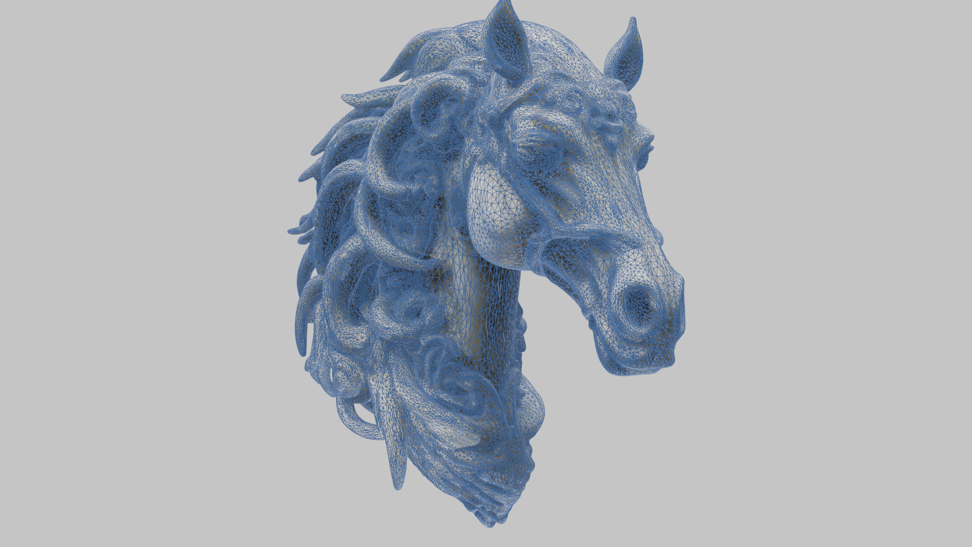 High-Detailed Fantasy Horse Head Bust 2 textures versions Low-poly 3D model_30