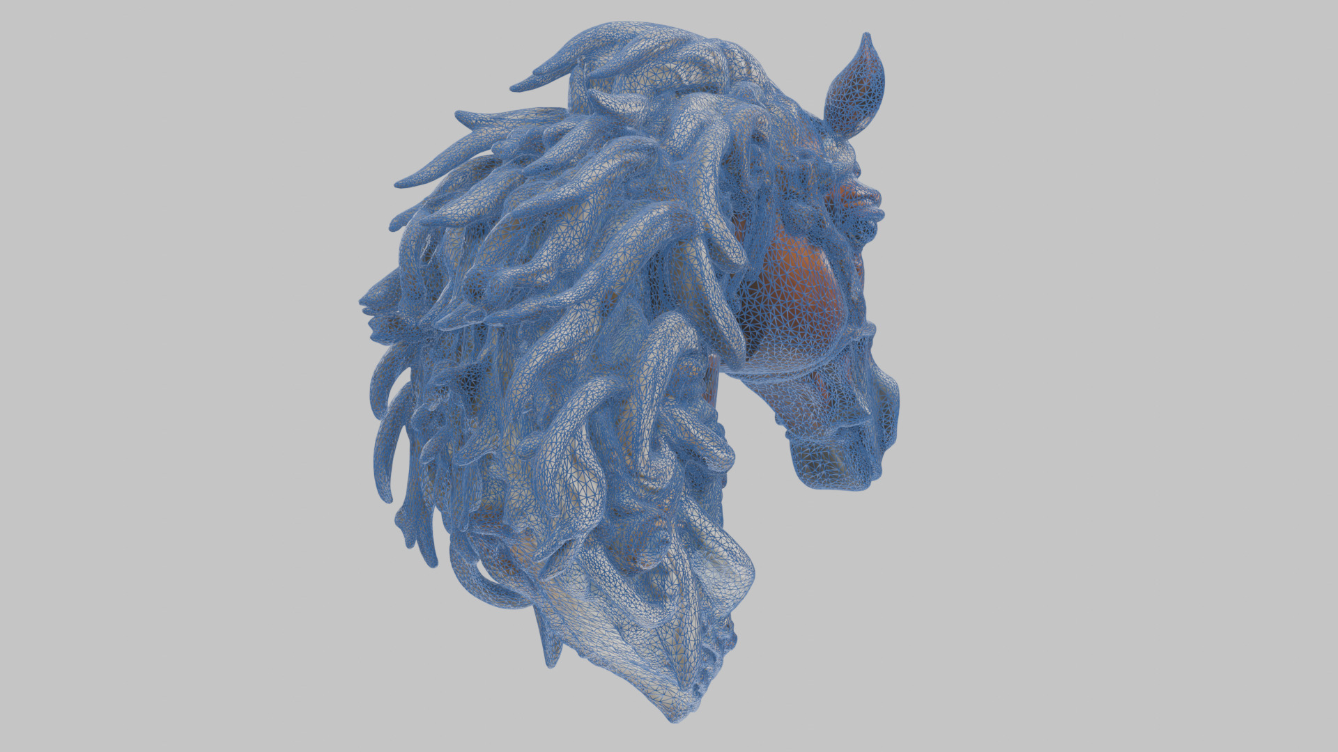 High-Detailed Fantasy Horse Head Bust 2 textures versions Low-poly 3D model_50