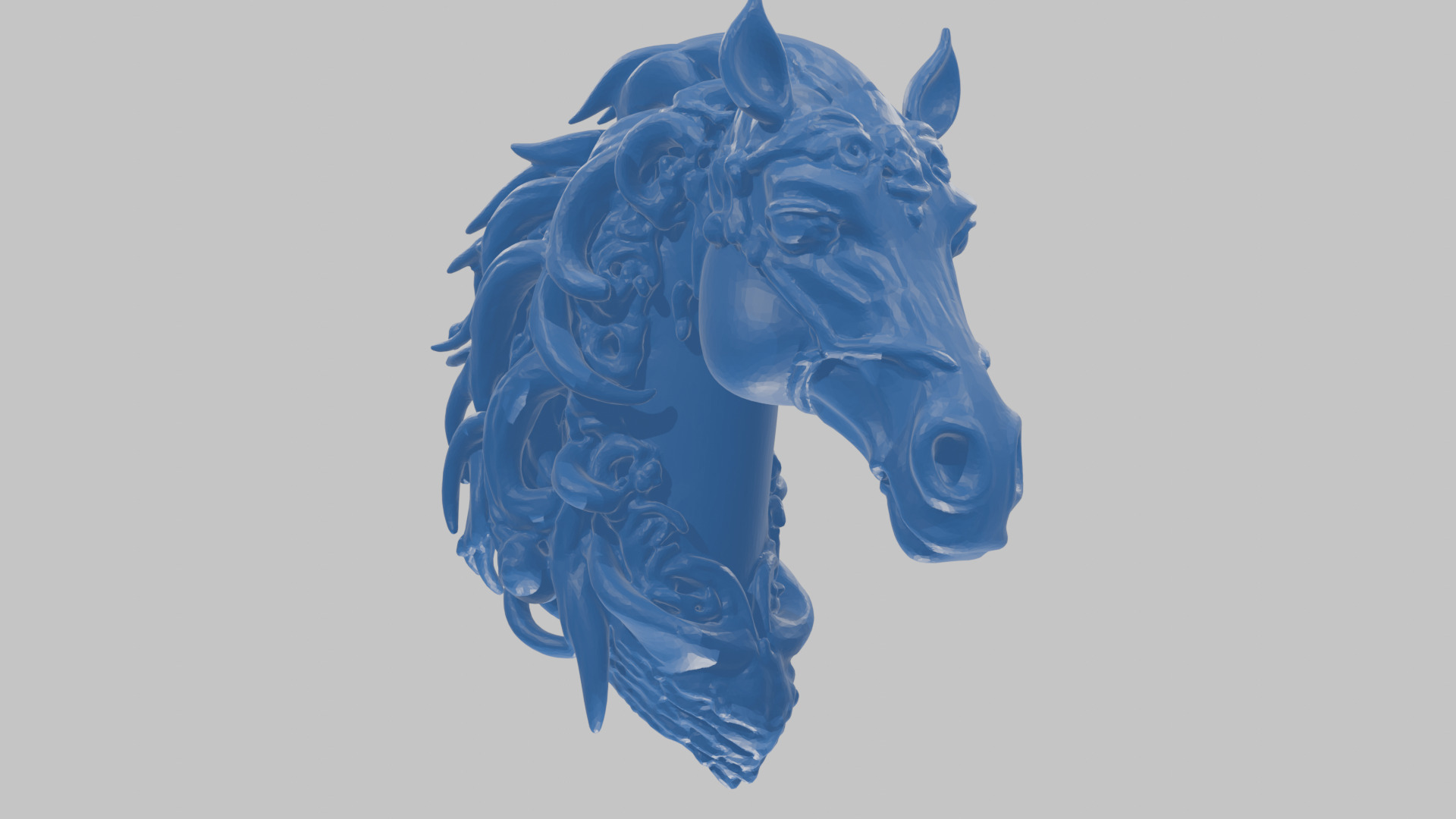 High-Detailed Fantasy Horse Head Bust 2 textures versions Low-poly 3D model_78