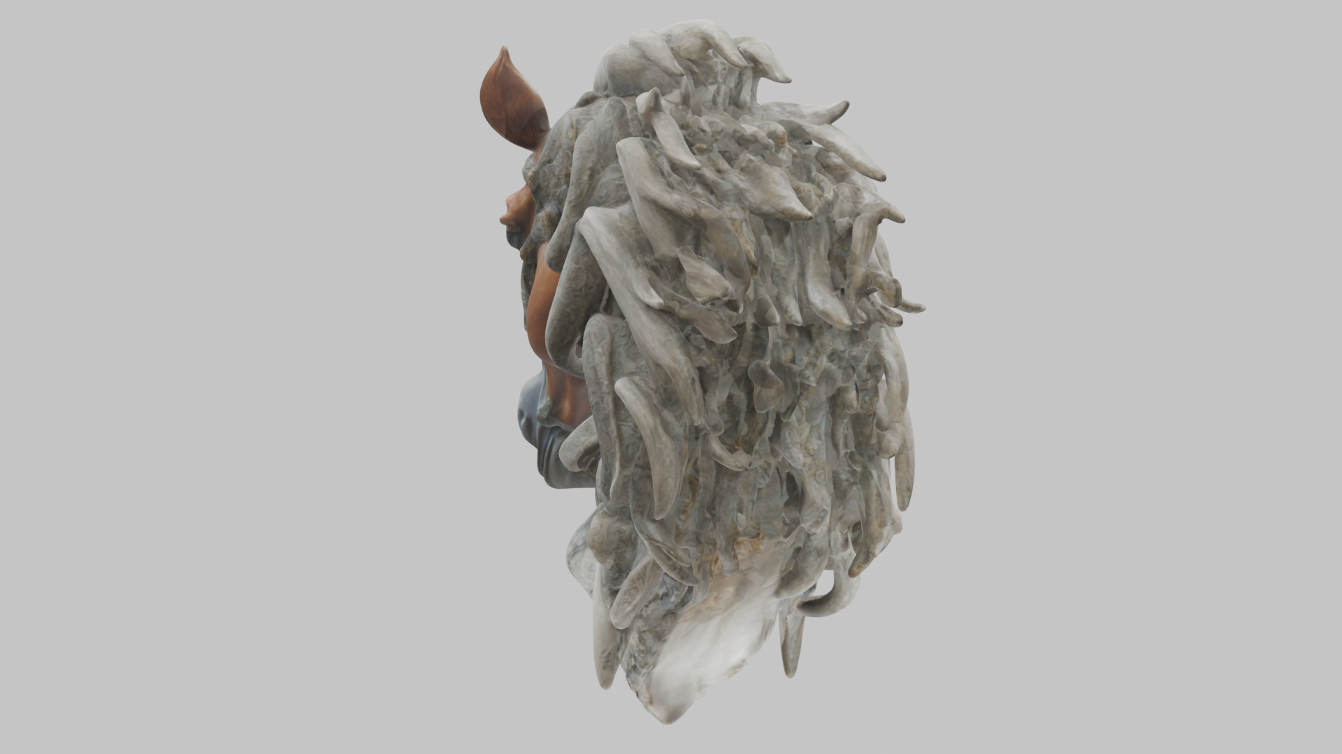 High-Detailed Fantasy Horse Head Bust 2 textures versions Low-poly 3D model_37
