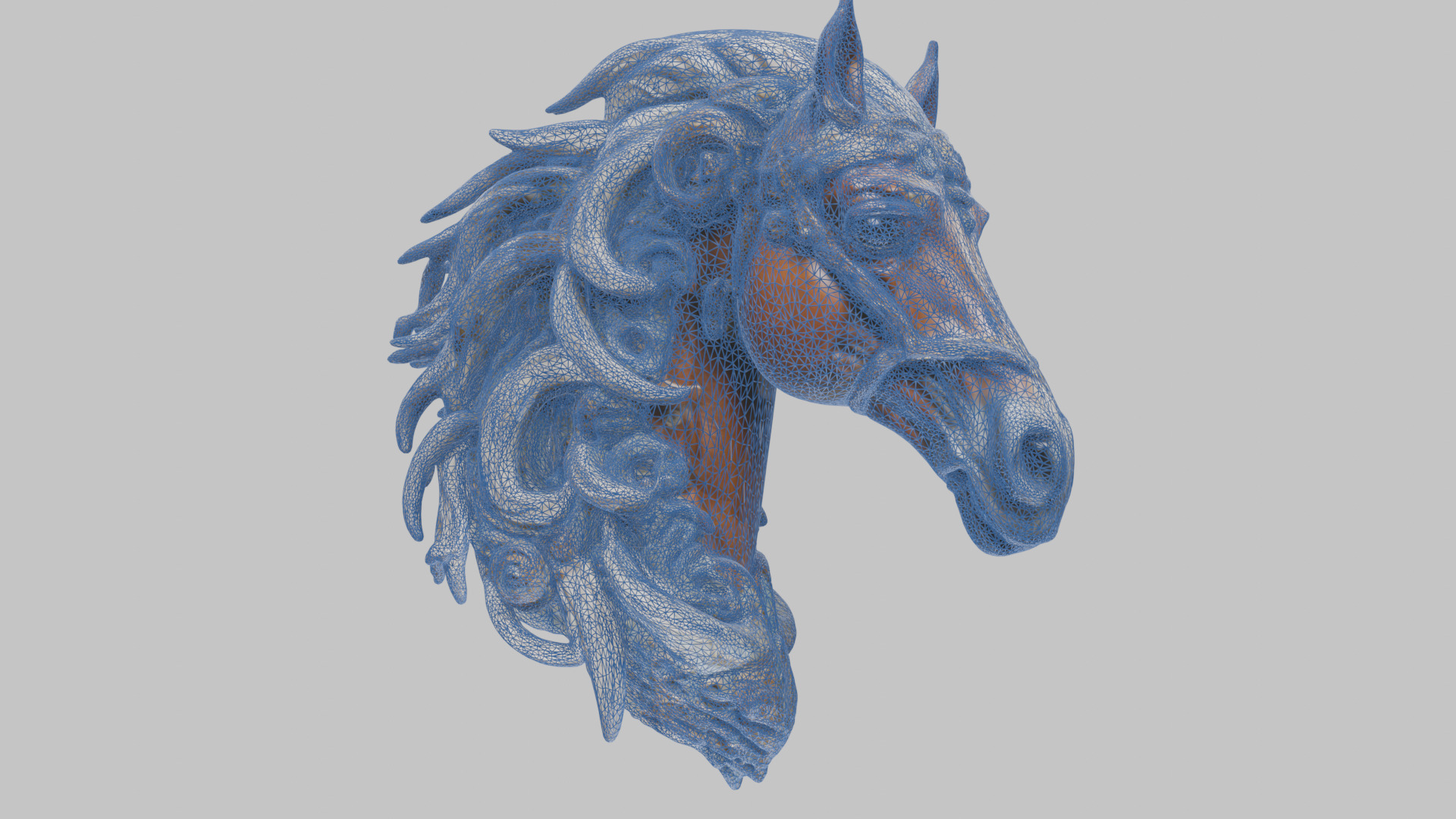 High-Detailed Fantasy Horse Head Bust 2 textures versions Low-poly 3D model_63