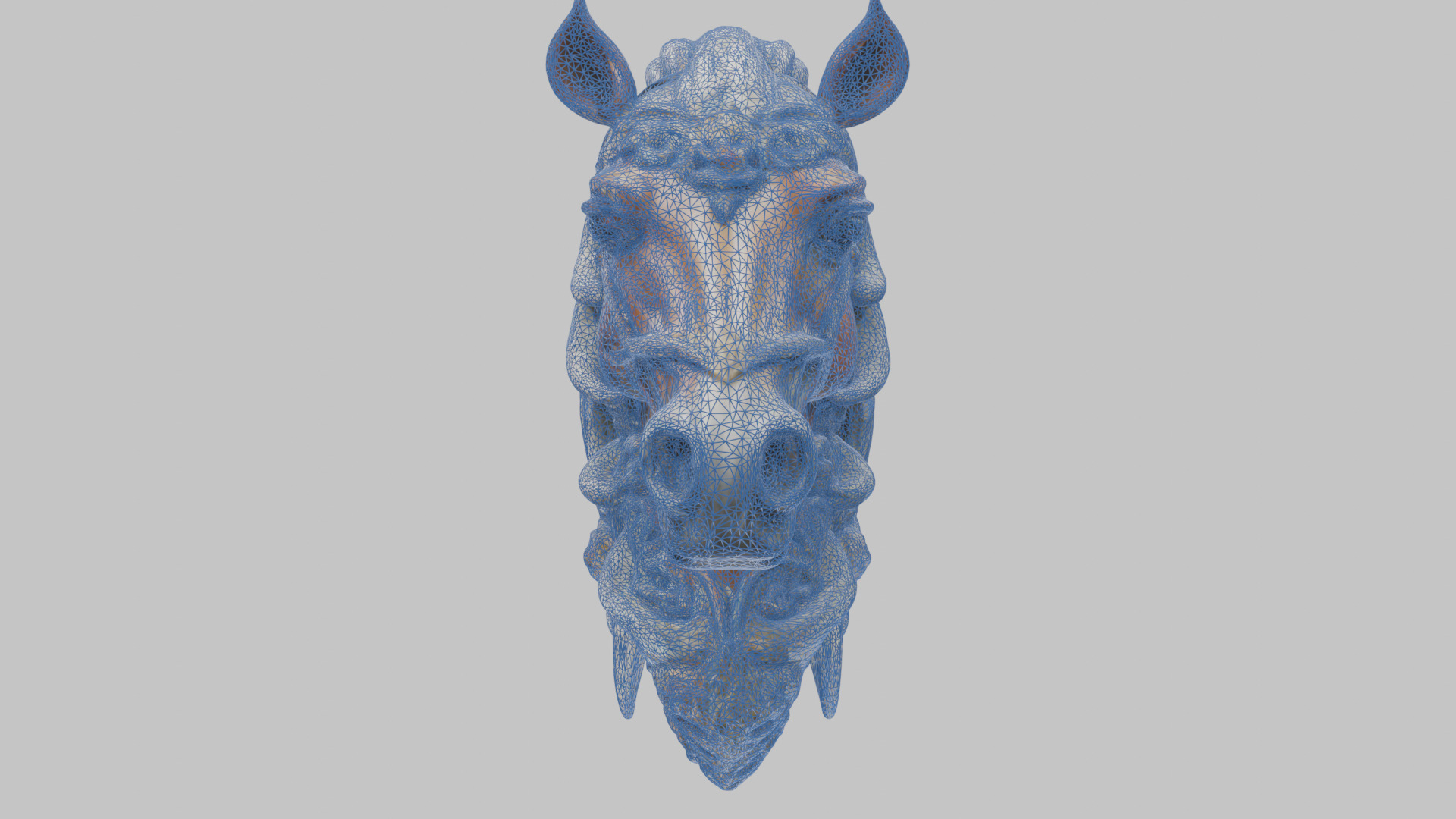 High-Detailed Fantasy Horse Head Bust 2 textures versions Low-poly 3D model_60