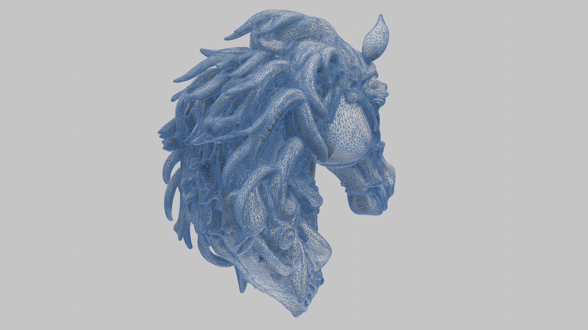 High-Detailed Fantasy Horse Head Bust 2 textures versions Low-poly 3D model_18