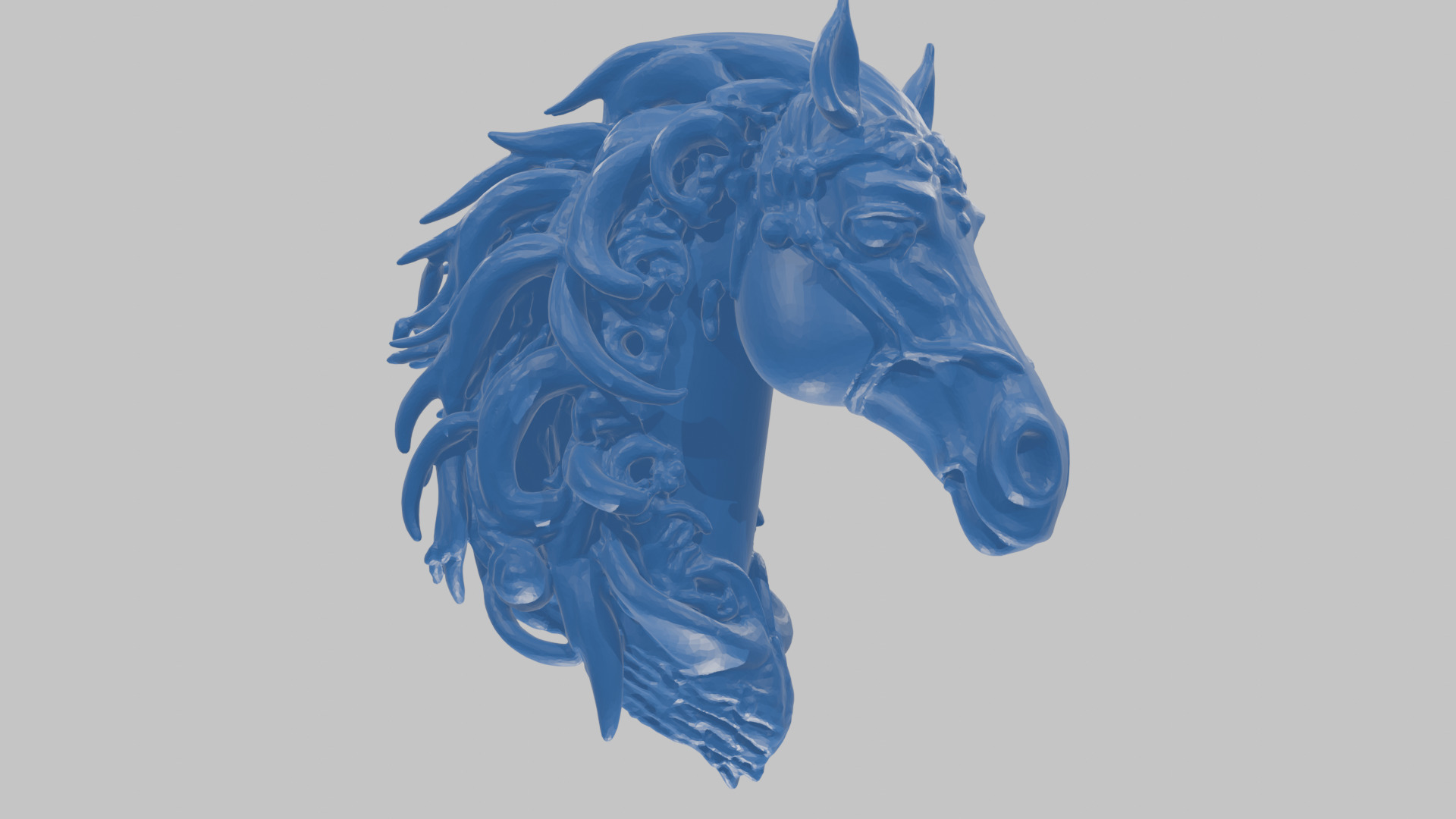 High-Detailed Fantasy Horse Head Bust 2 textures versions Low-poly 3D model_79
