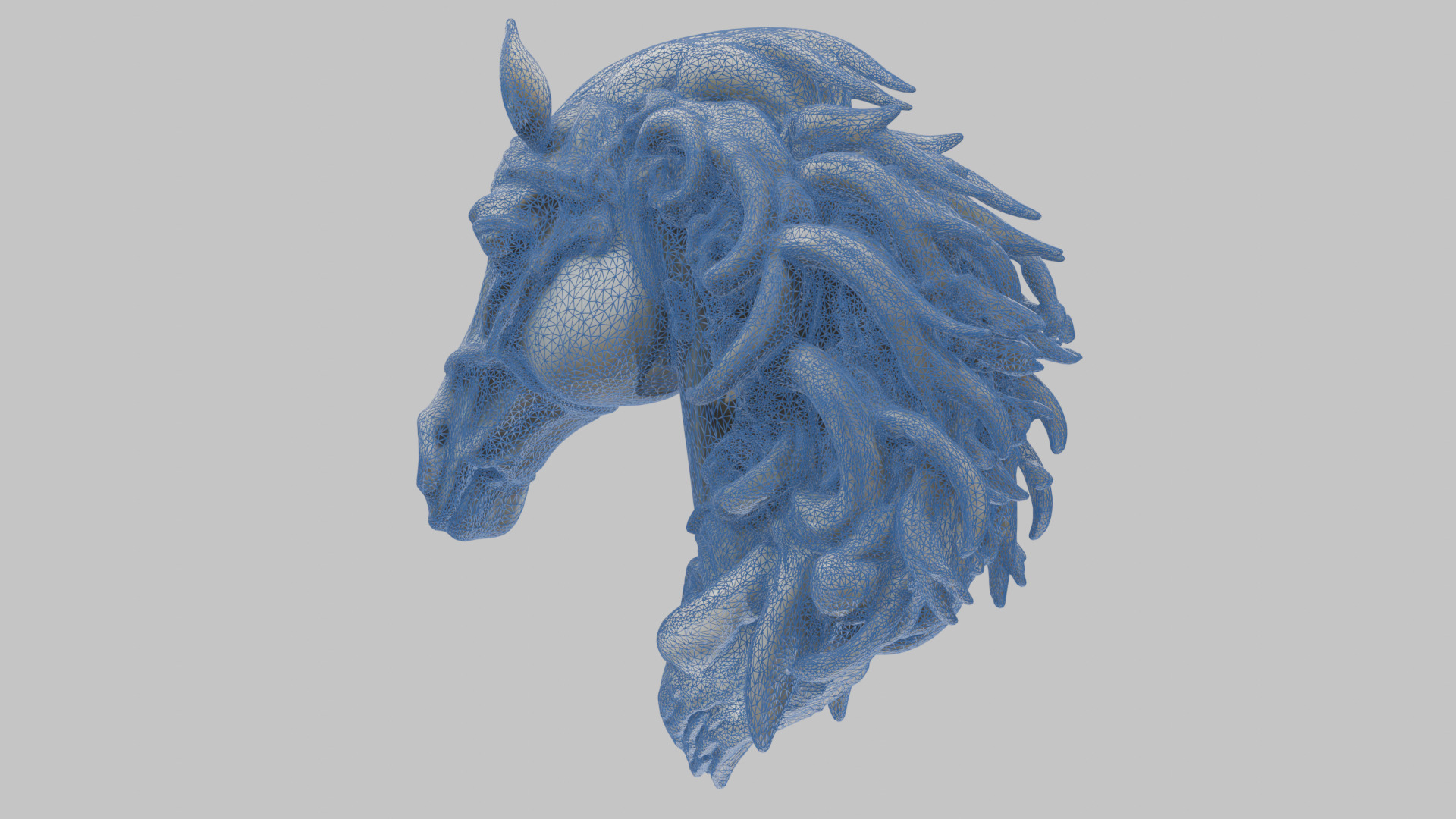High-Detailed Fantasy Horse Head Bust 2 textures versions Low-poly 3D model_23