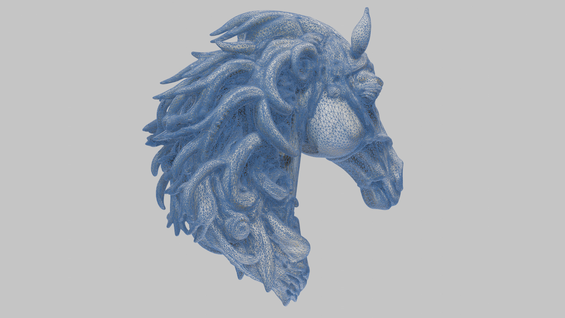 High-Detailed Fantasy Horse Head Bust 2 textures versions Low-poly 3D model_17