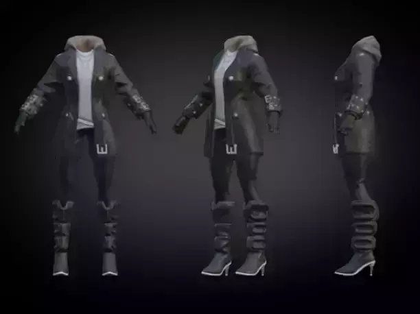 Motorcycle woman outfit stylised lowpoly