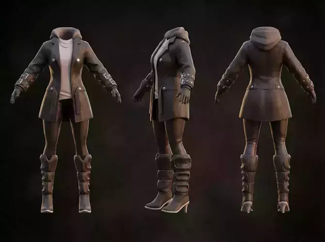 Motorcycle woman outfit stylised lowpoly Low-poly 3D model