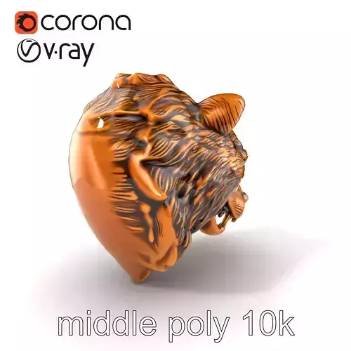 Bear Head Door Handle Bronze Sculpture model pack