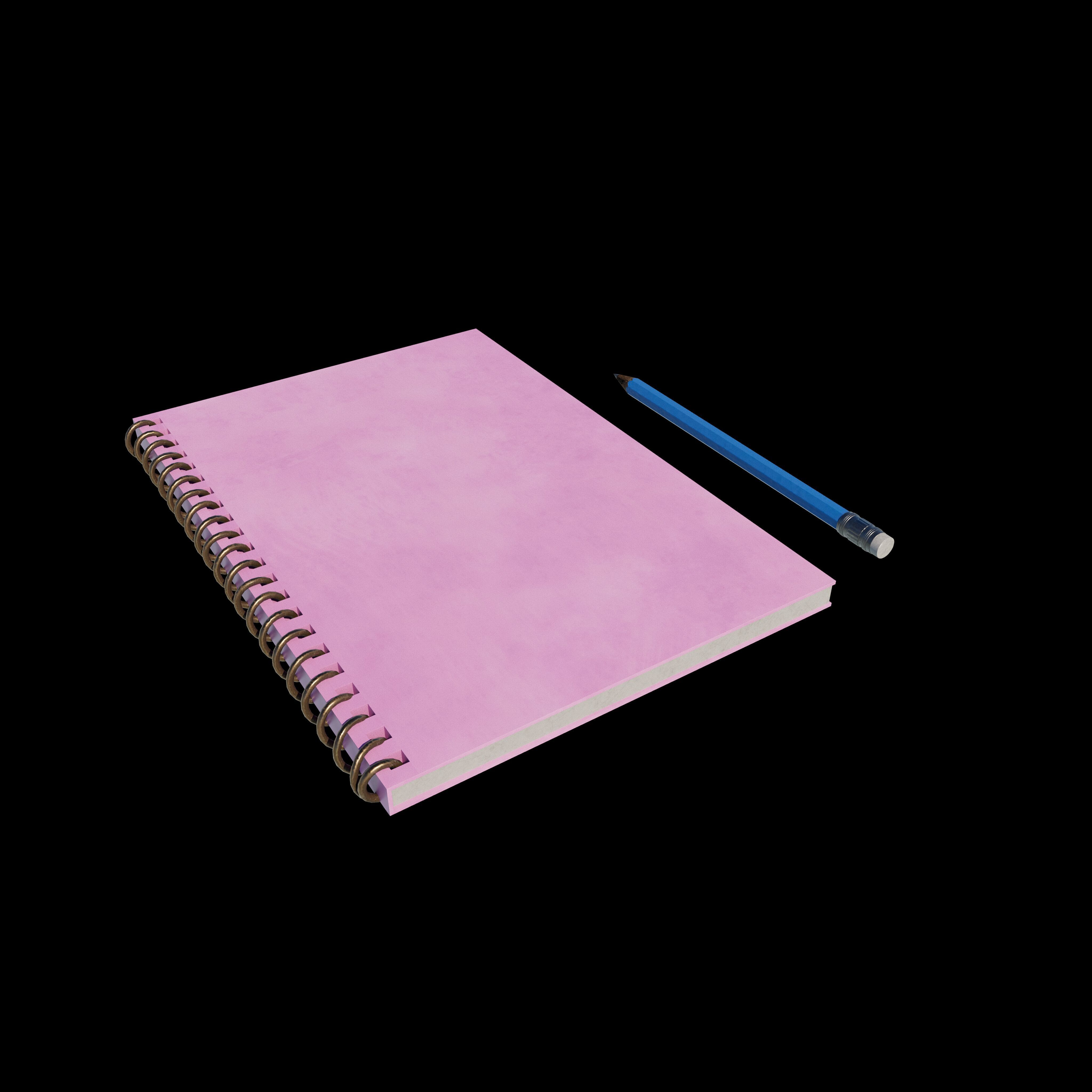 notebook with pencil 3D model_3