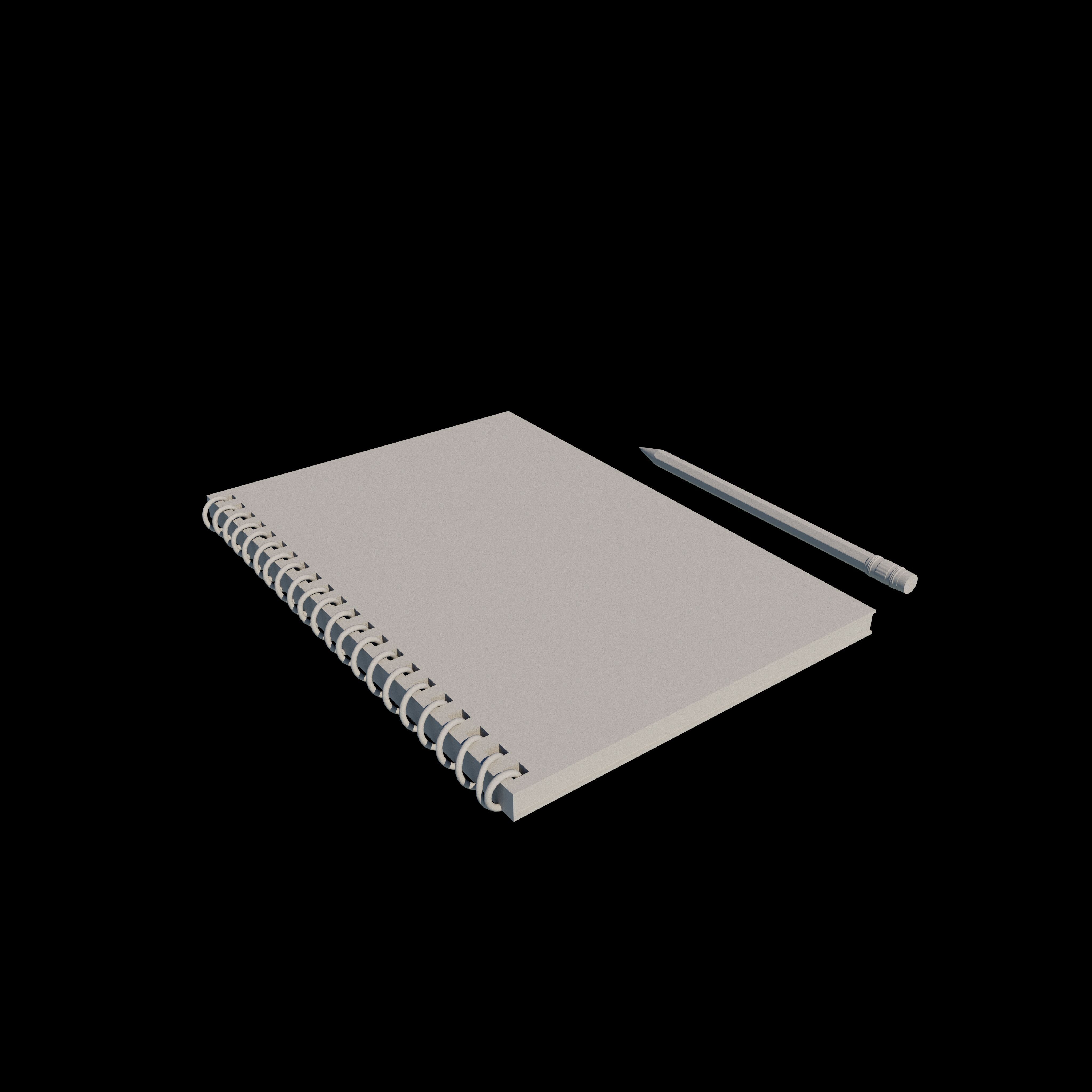 notebook with pencil 3D model_10