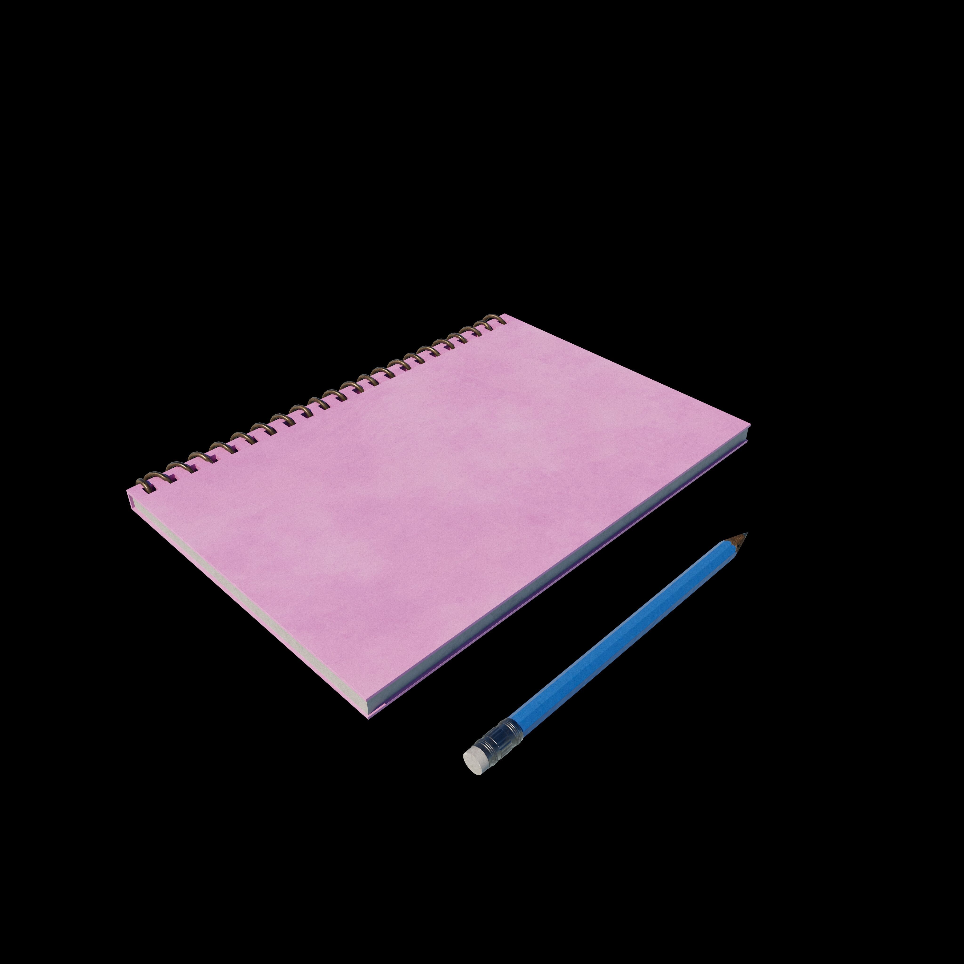 notebook with pencil 3D model_2