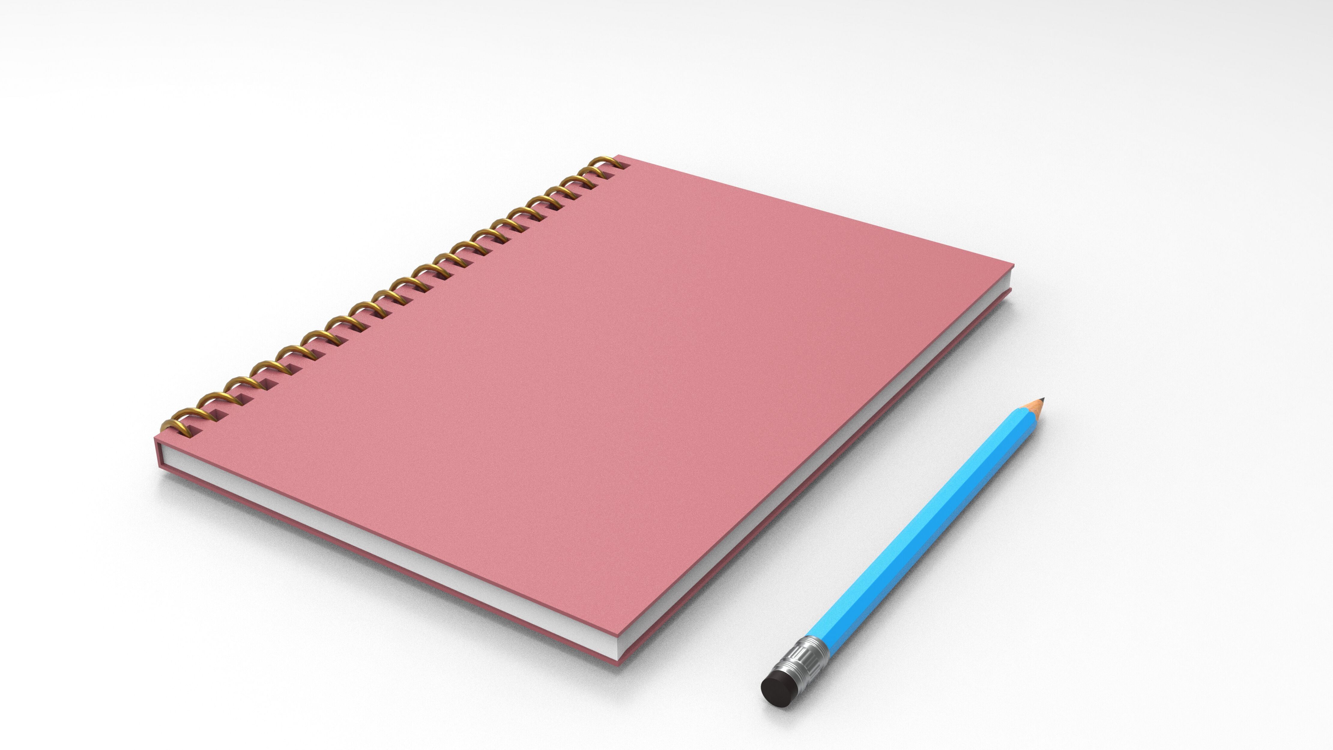 notebook with pencil 3D model_7