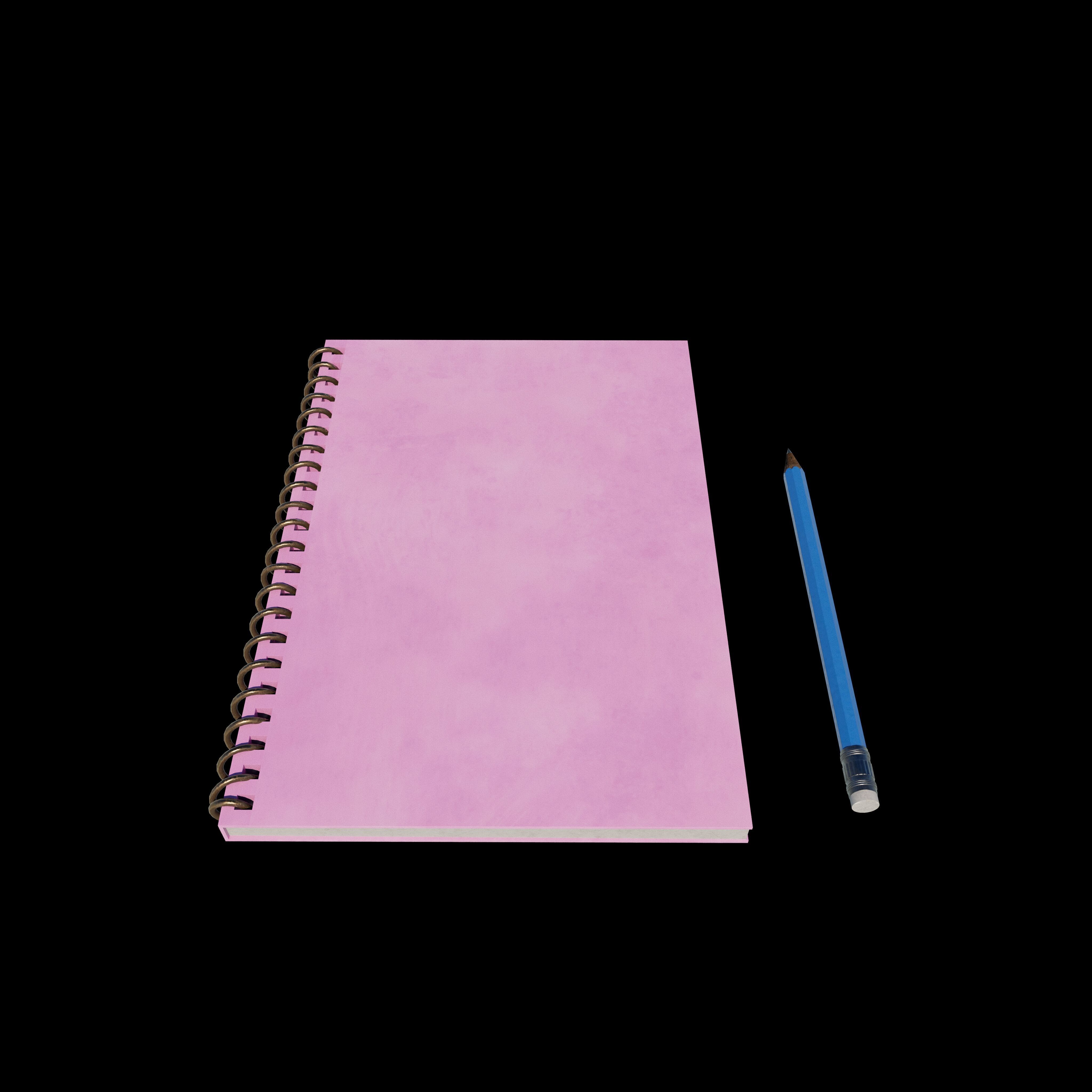 notebook with pencil 3D model_5