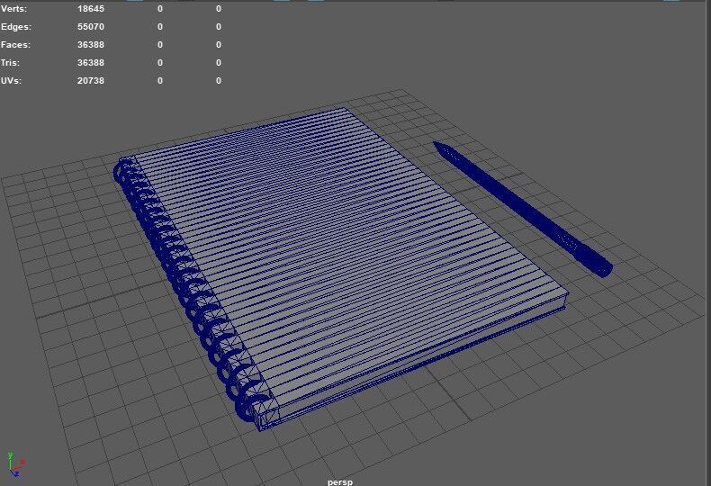 notebook with pencil 3D model_11