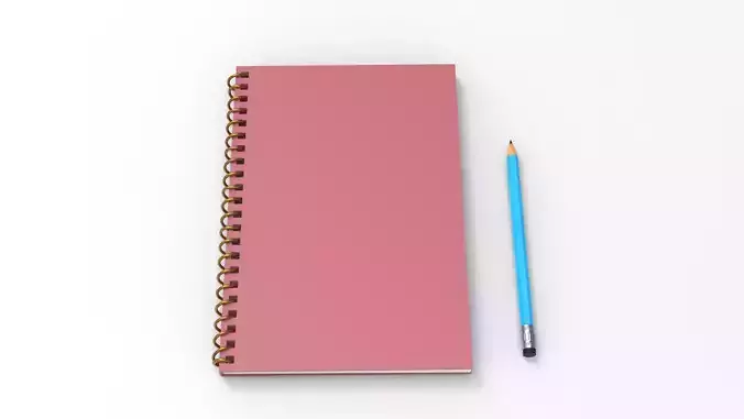 notebook with pencil 3D model
