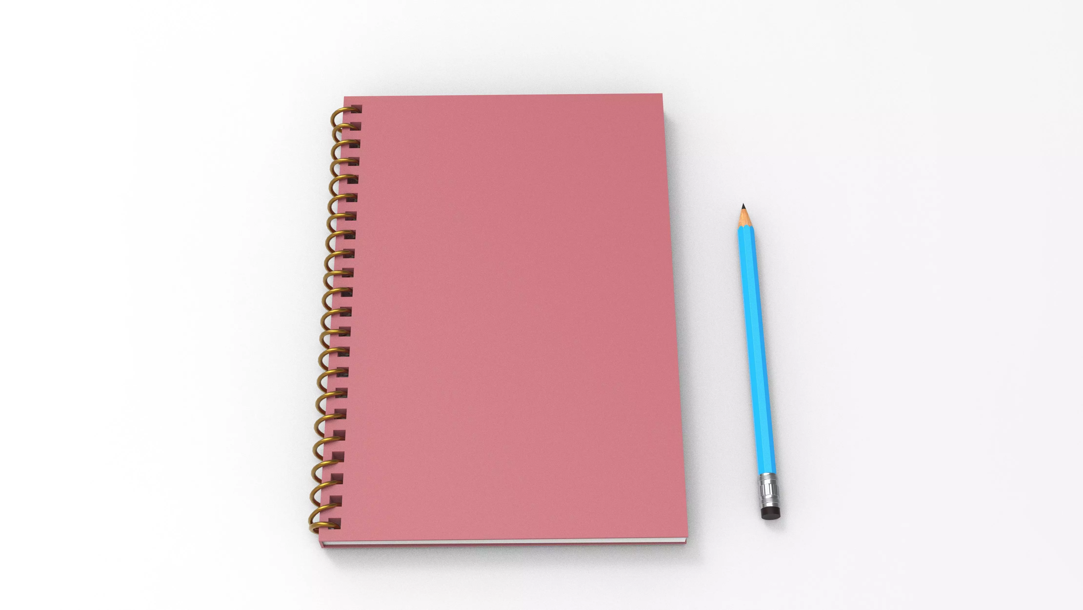 notebook with pencil 3D model_0