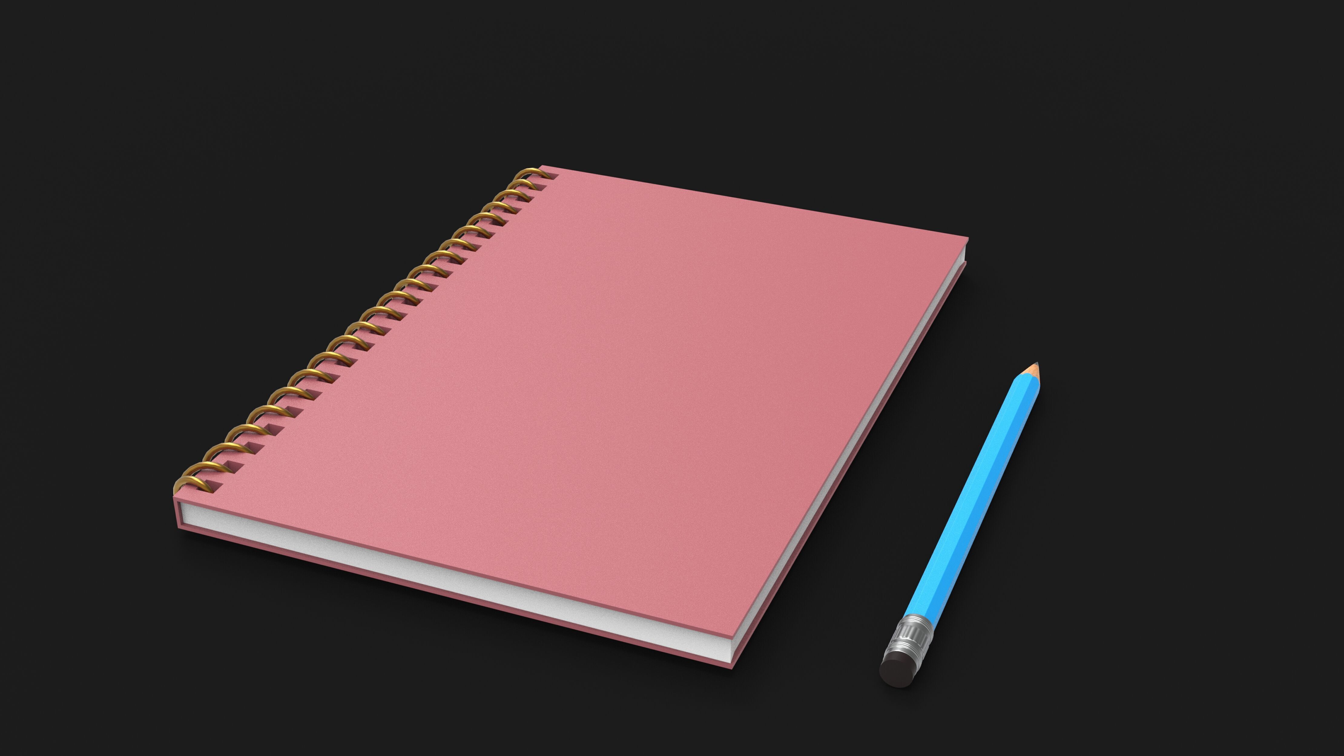 notebook with pencil 3D model_9