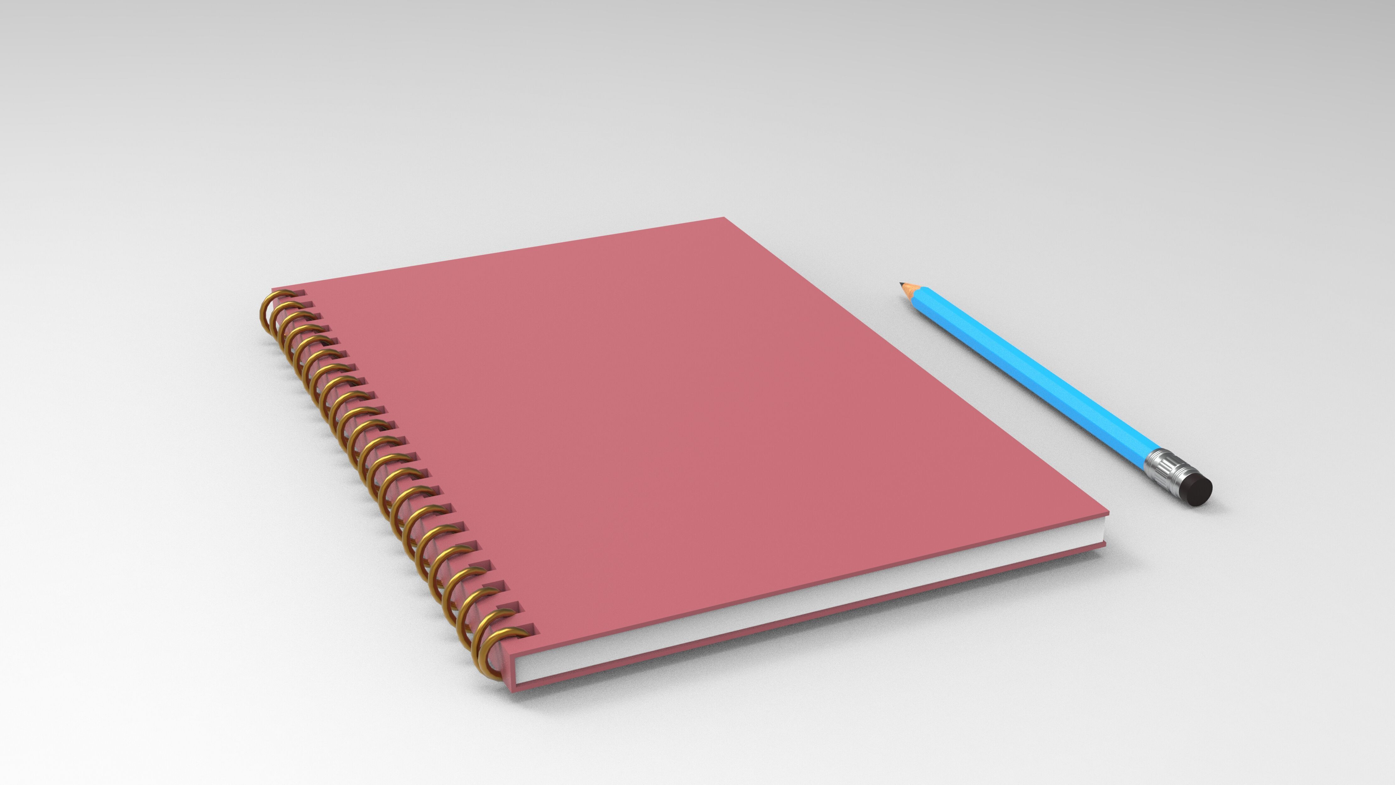 notebook with pencil 3D model_6
