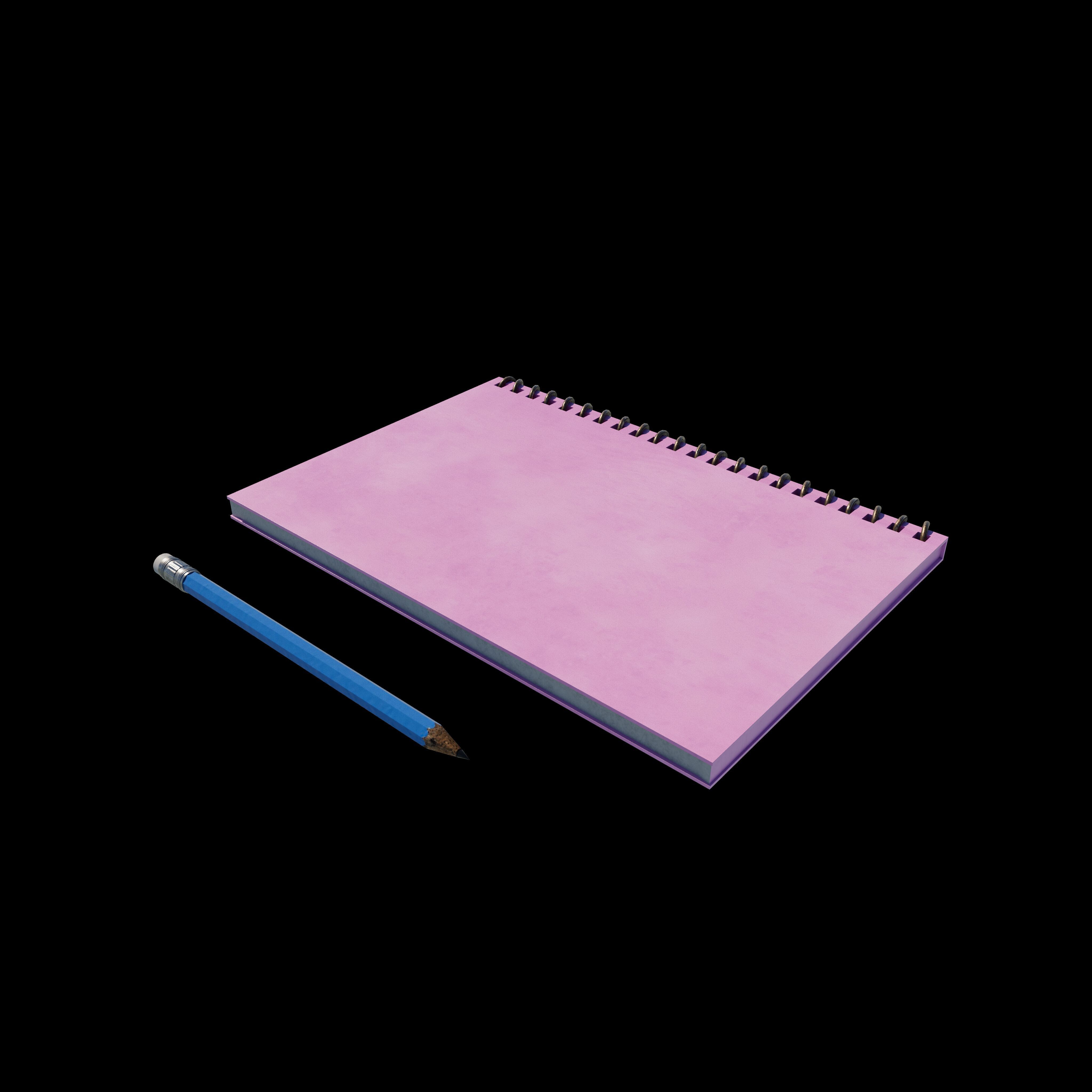 notebook with pencil 3D model_4