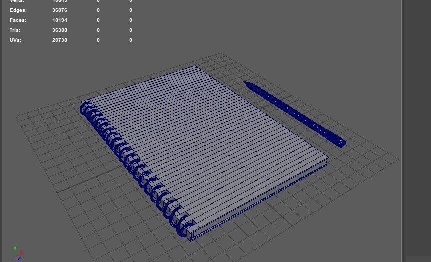 notebook with pencil 3D model_13