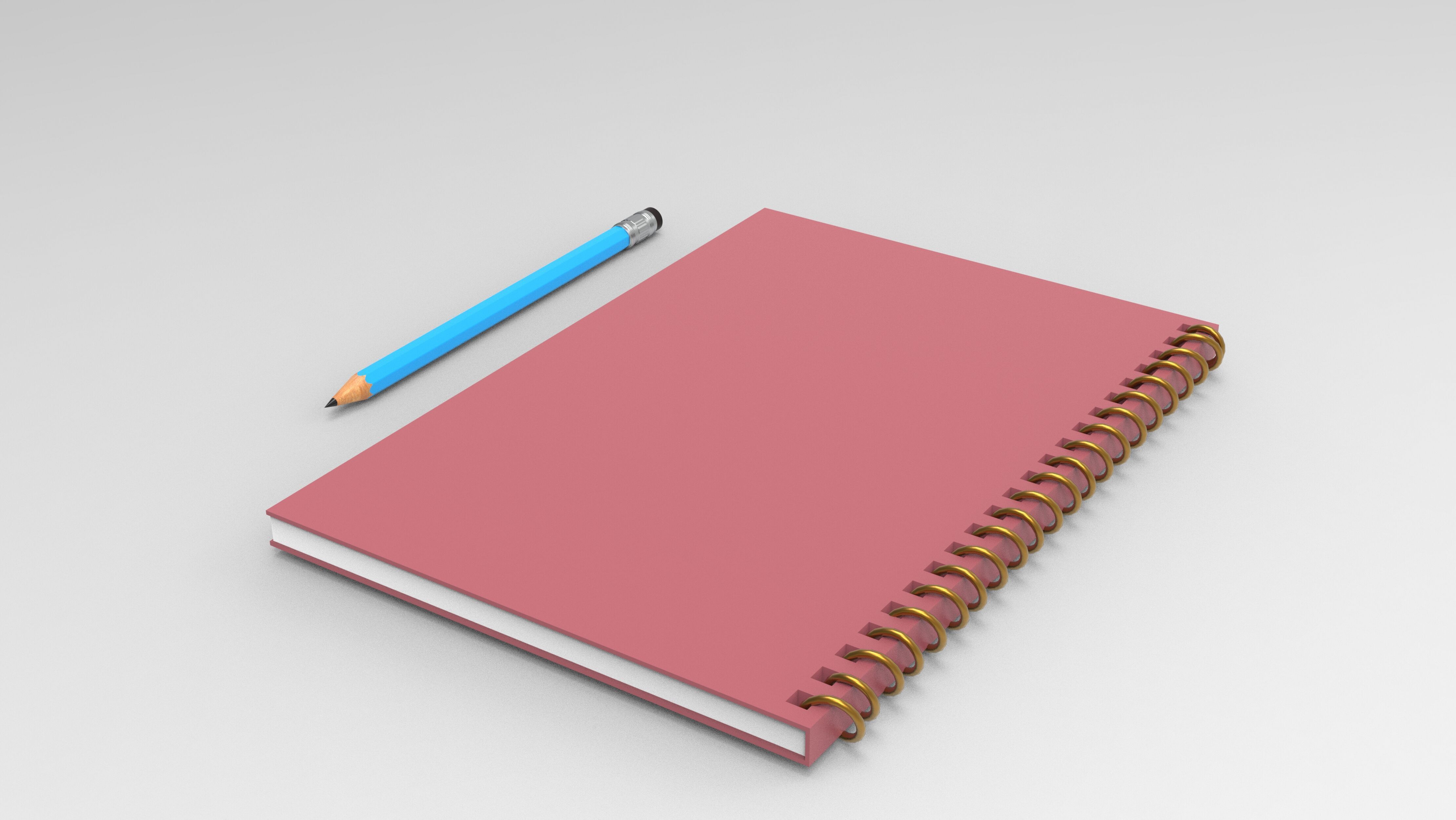 notebook with pencil 3D model_8