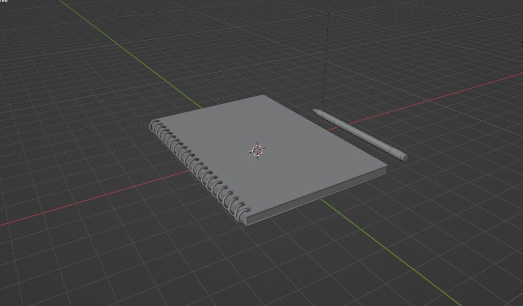 notebook with pencil 3D model_12