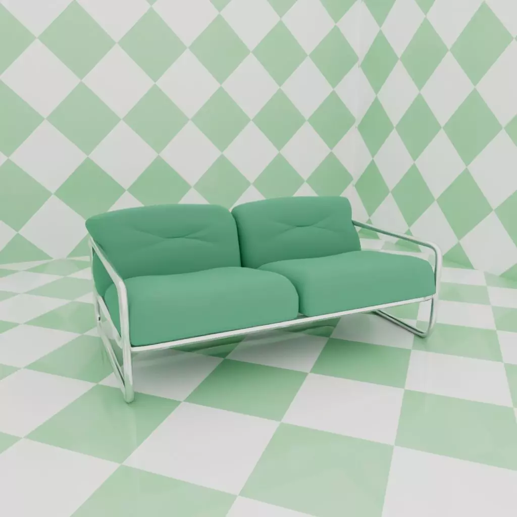 green sofa 3D model_0