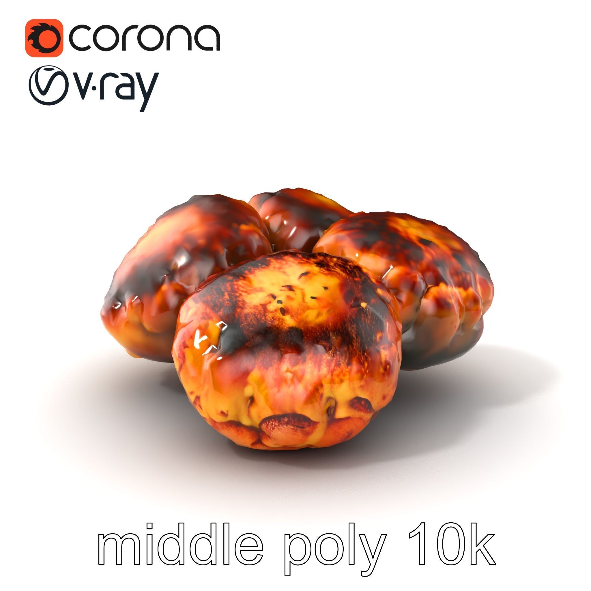 Detailed Frikadellen Meat Patties model pack Low-poly 3D model_0