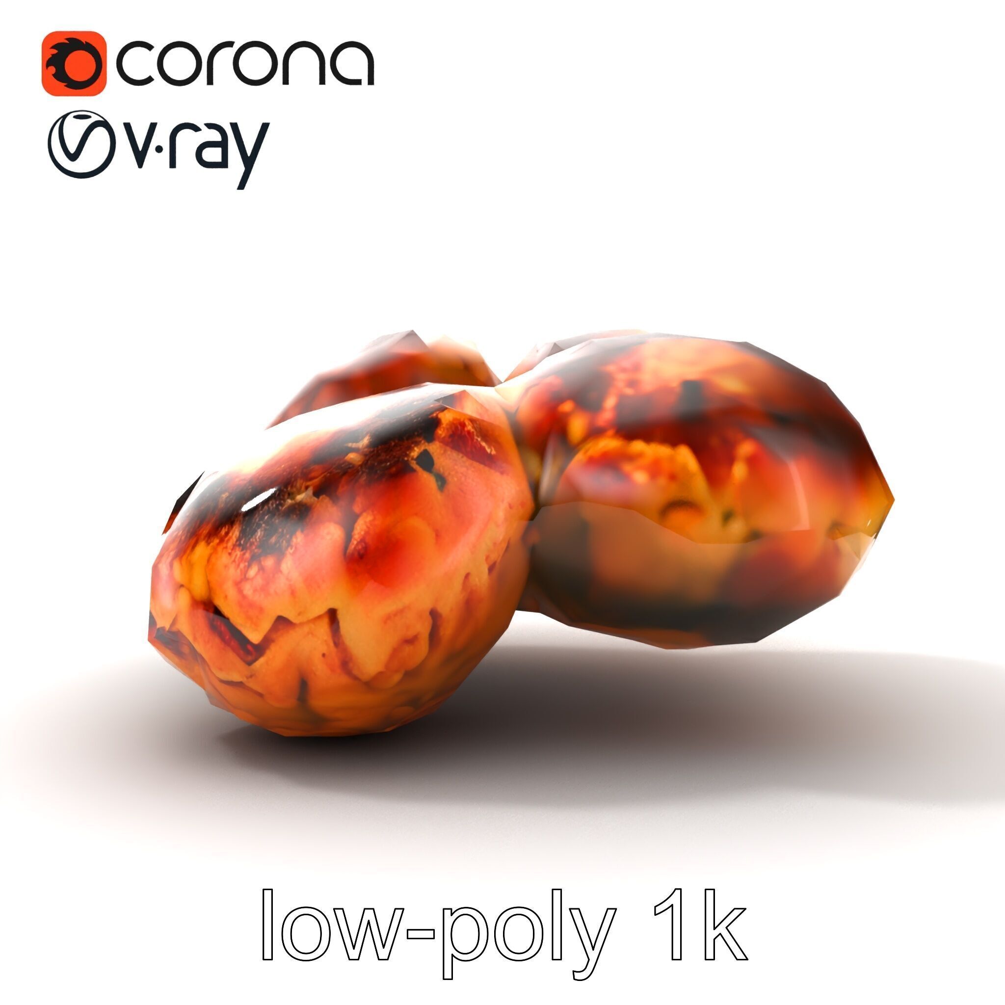 Detailed Frikadellen Meat Patties model pack Low-poly 3D model_12