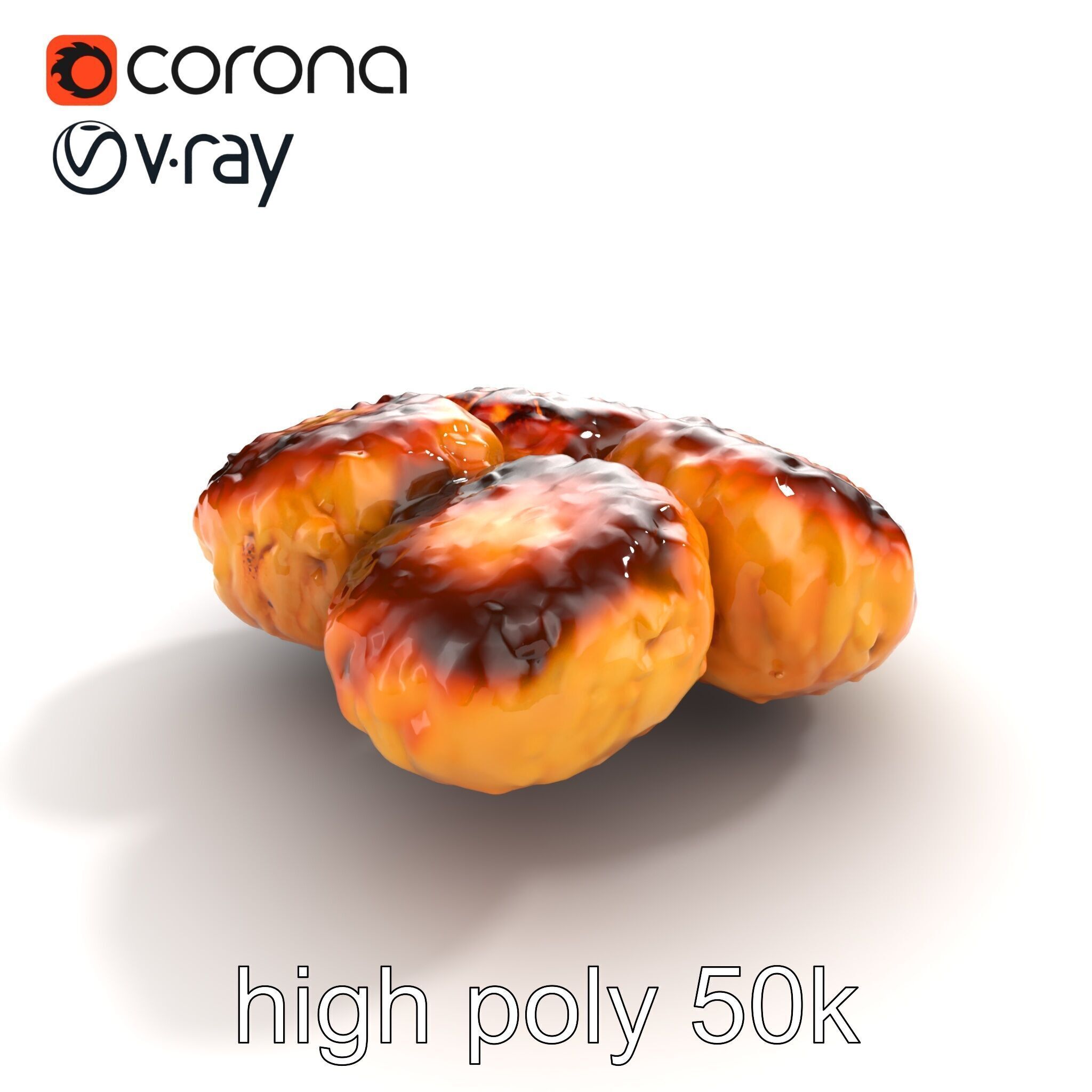 Detailed Frikadellen Meat Patties model pack Low-poly 3D model_15