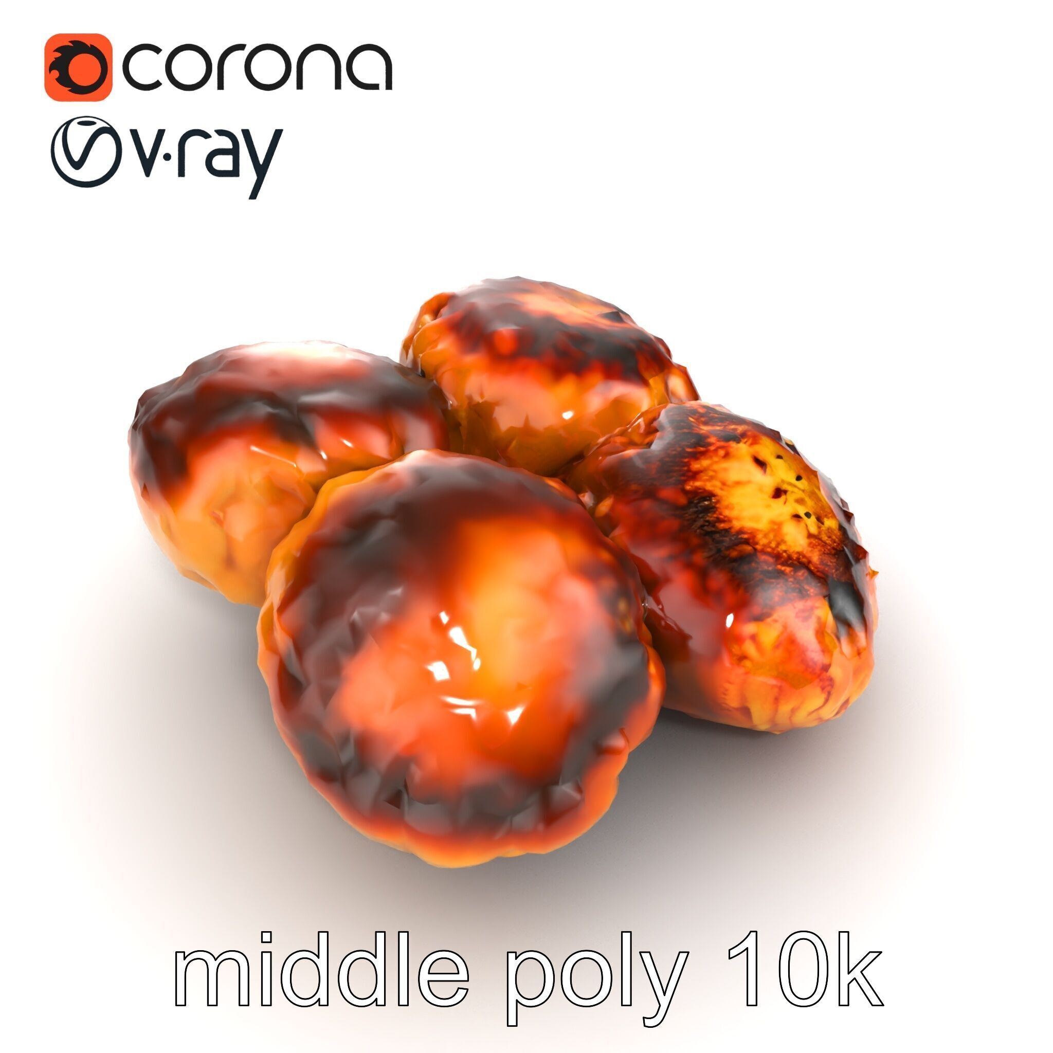 Detailed Frikadellen Meat Patties model pack Low-poly 3D model_24