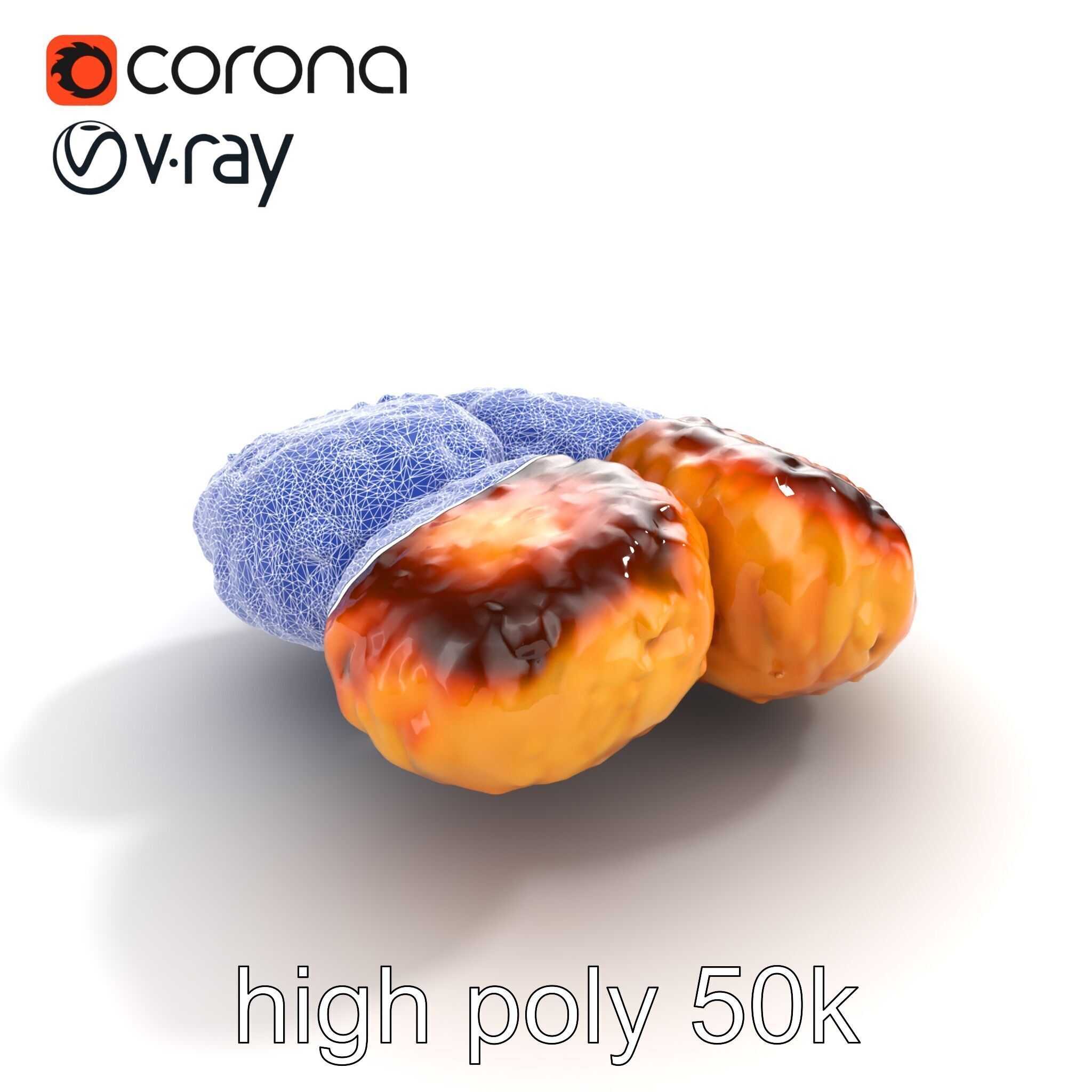 Detailed Frikadellen Meat Patties model pack Low-poly 3D model_16