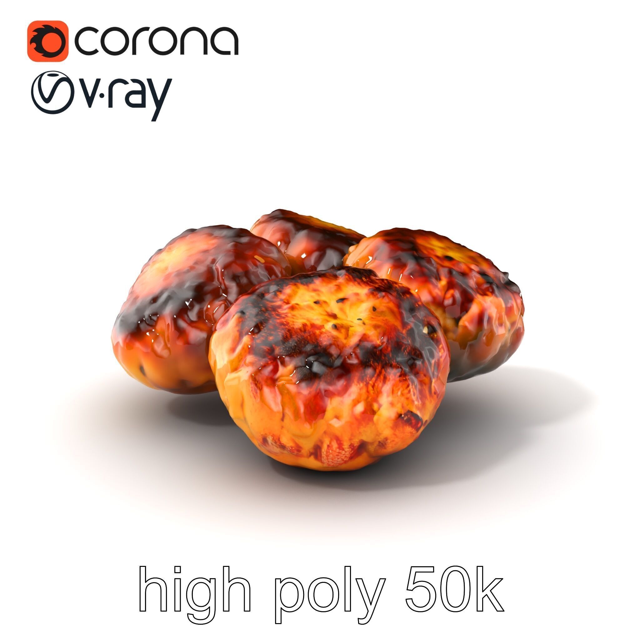 Detailed Frikadellen Meat Patties model pack Low-poly 3D model_2