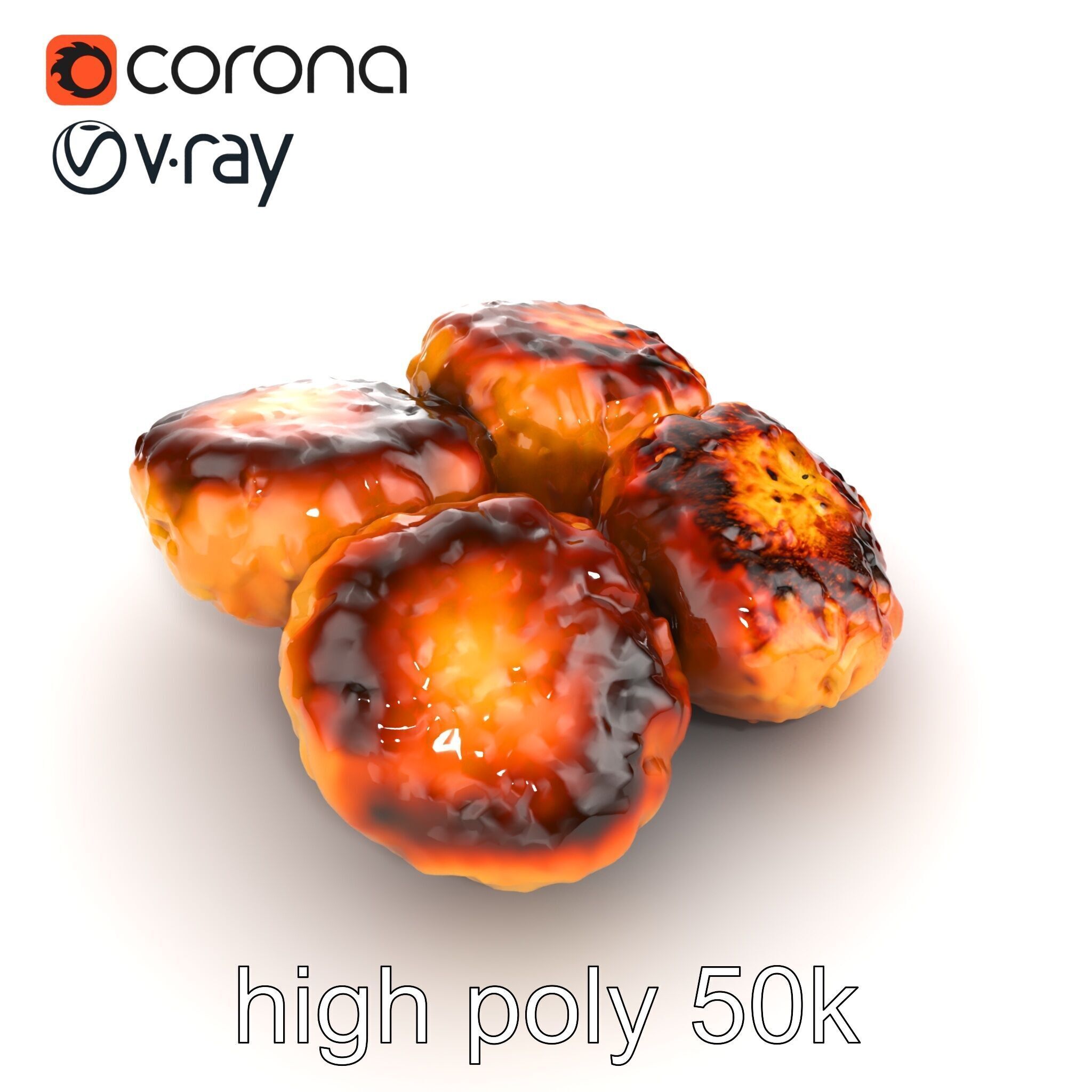 Detailed Frikadellen Meat Patties model pack Low-poly 3D model_21